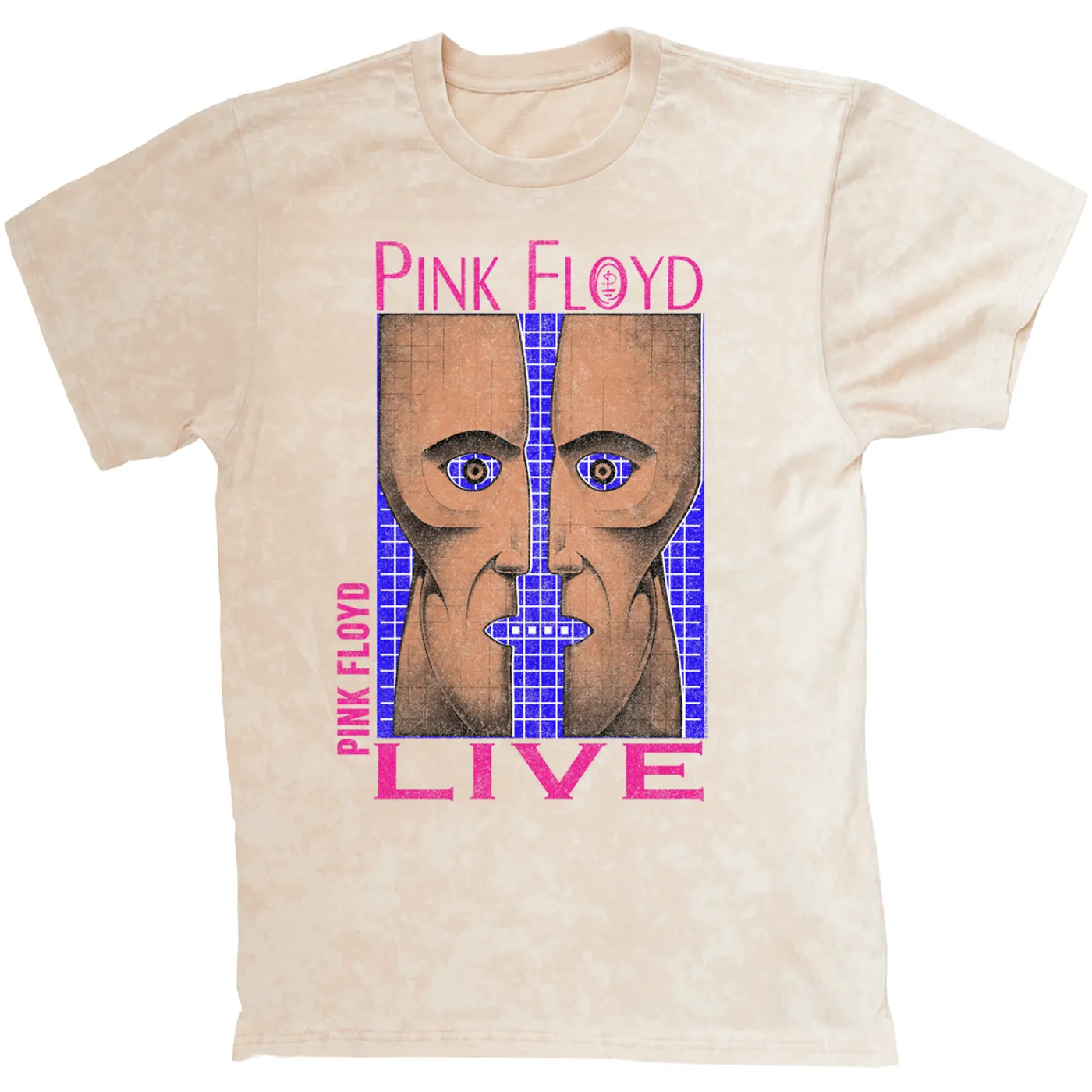 Pink Floyd T-shirt | Neon Blue Pink Division Bell Pink Floyd Mineral Wash Shirt