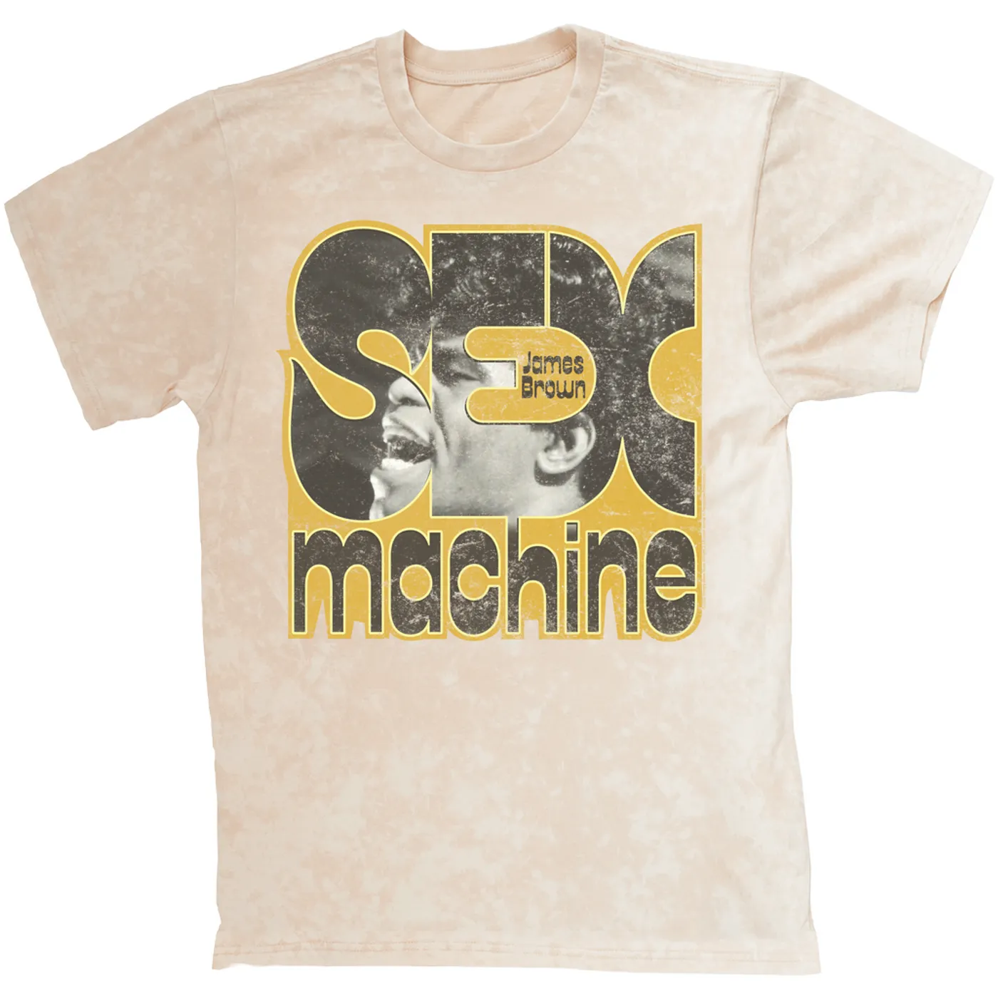 James Brown T-shirt | Sex Machine In Yellow Design James Brown Mineral Wash Shirt