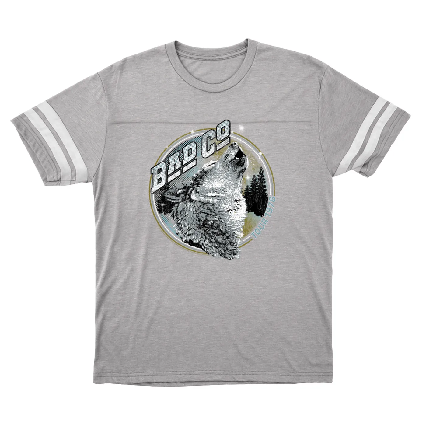 Bad Company T-Shirt | Wolf Pack Tour 1976 Distressed Bad Company Football Shirt