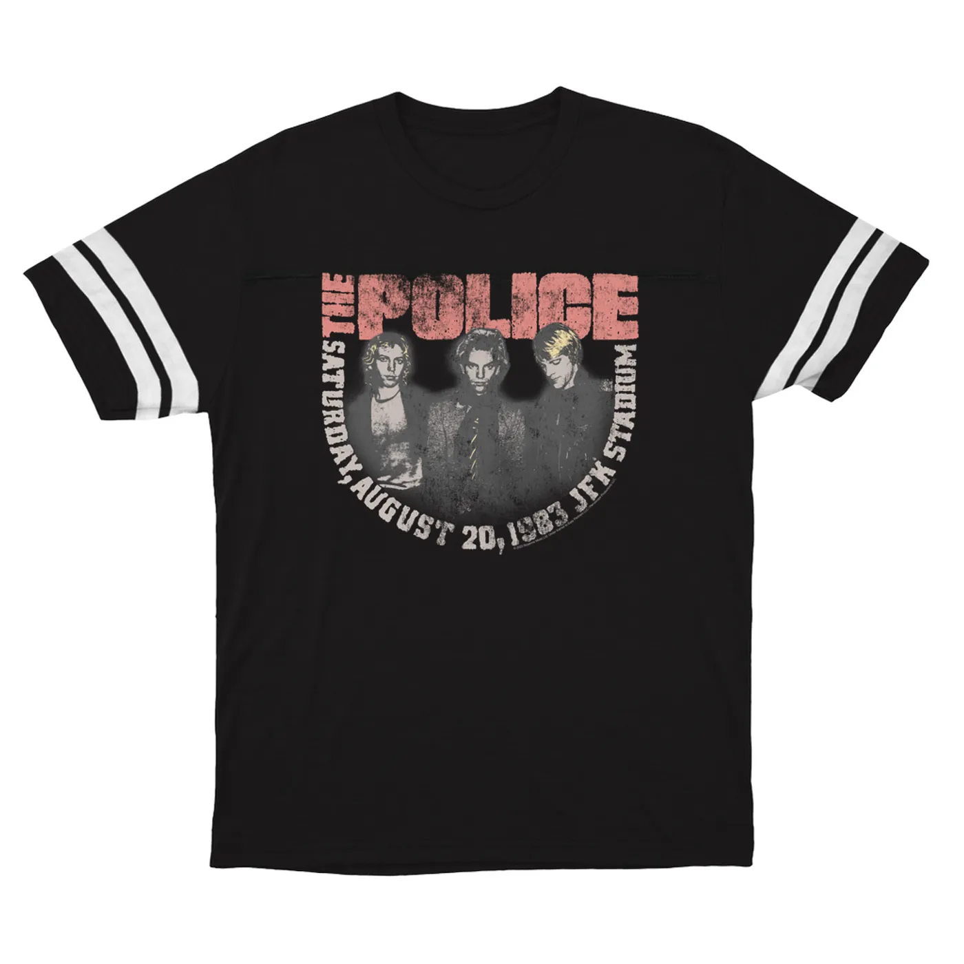 The Police T-Shirt | JFK Statium 1983 Concert Distressed The Police Football Shirt