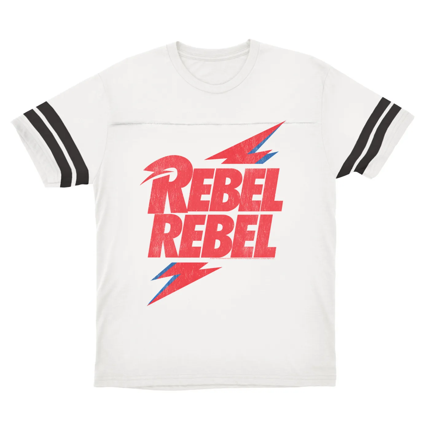 David Bowie T-Shirt | Rebel Rebel Lightning Bolt Distressed (Merchbar Exclusive) David Bowie Football Shirt