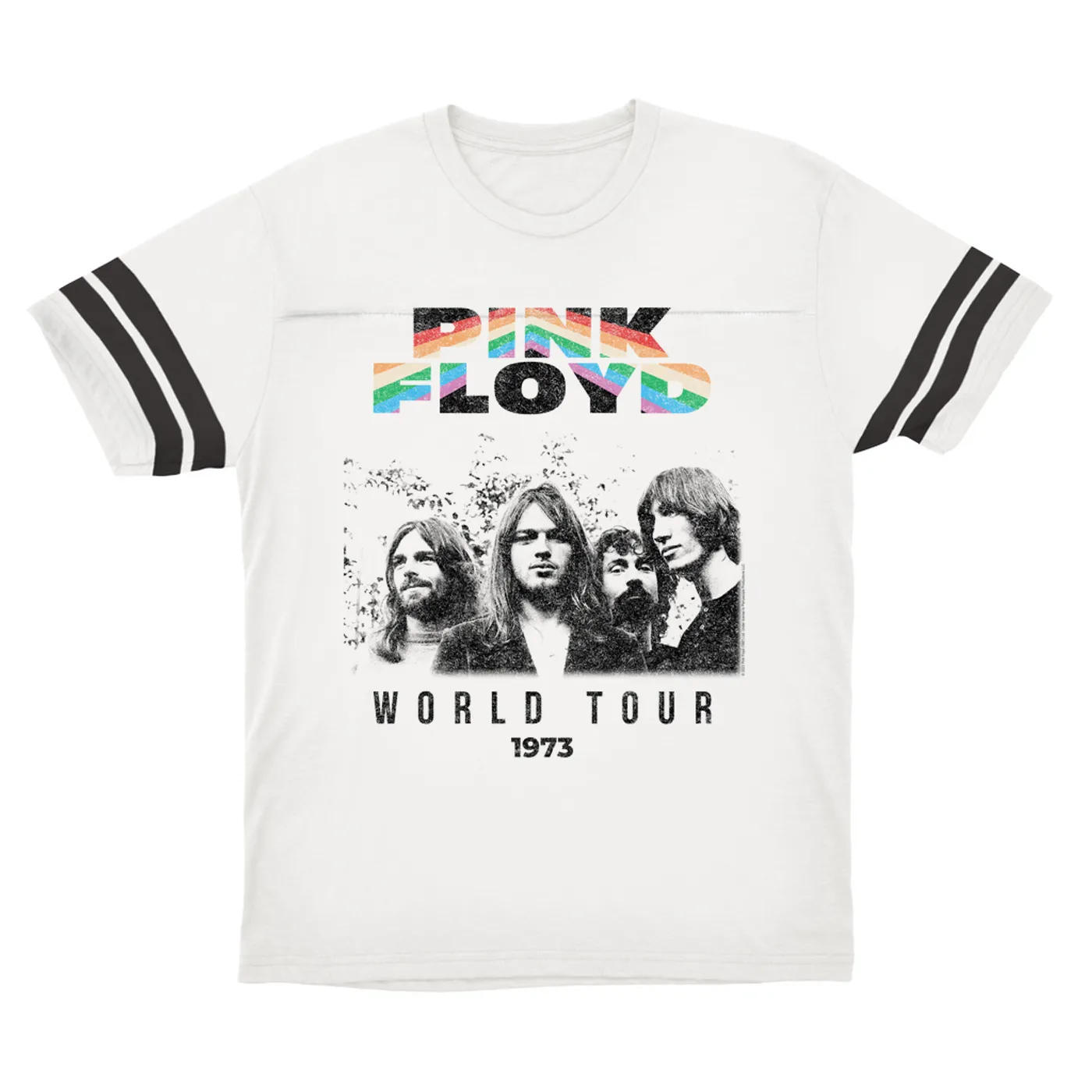 Pink Floyd T-Shirt | 1973 World Tour Prism Design Distressed Pink Floyd Football Shirt