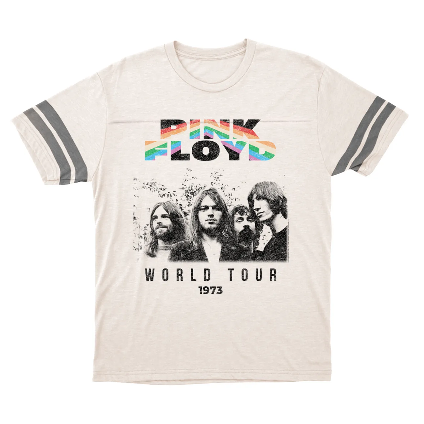 Pink Floyd T-Shirt | 1973 World Tour Prism Design Distressed Pink Floyd Football Shirt