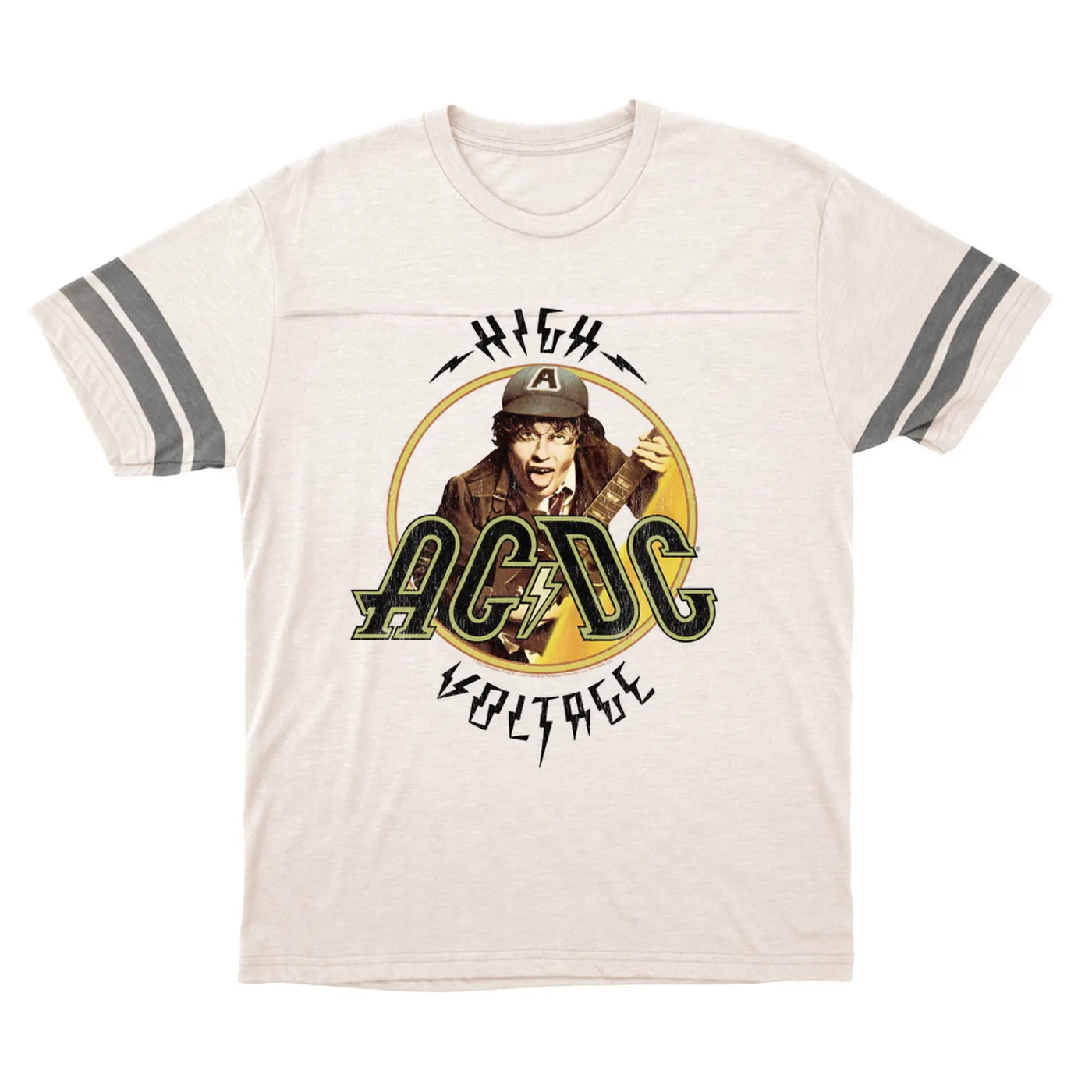 AC/DC T-Shirt | High Voltage Album Design Distressed (Merchbar Exclusive) ACDC Football Shirt