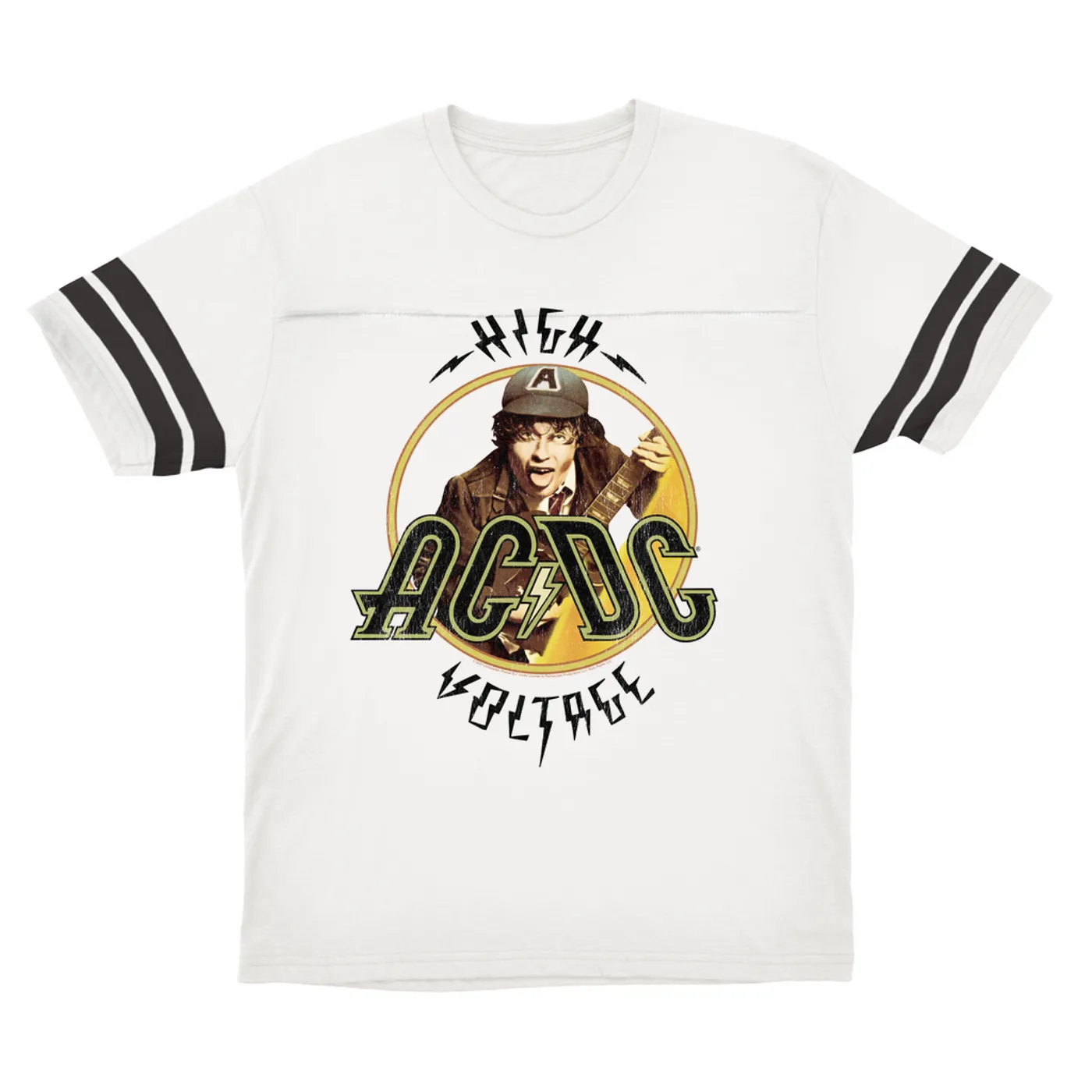 AC/DC T-Shirt | High Voltage Album Design Distressed (Merchbar Exclusive) ACDC Football Shirt