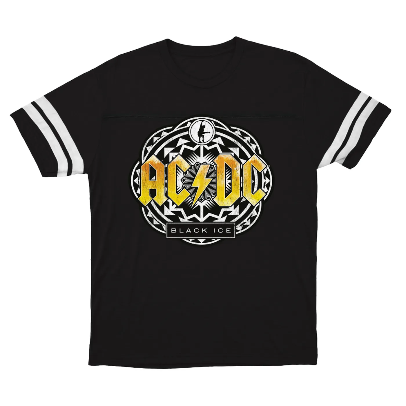 AC/DC T-Shirt | Black Ice Tribal Yellow Design ACDC Football Shirt