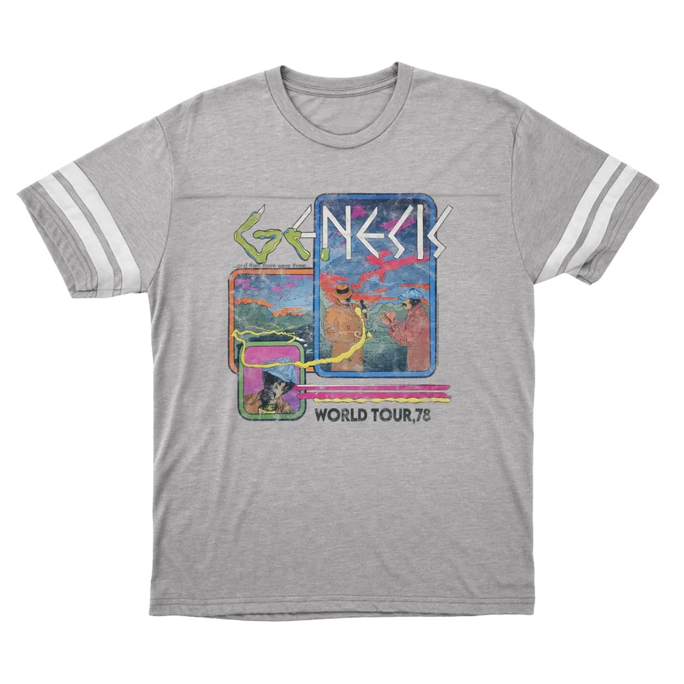 Genesis T-Shirt | And Then There Were Three '78 World Tour Distressed Genesis Football Shirt