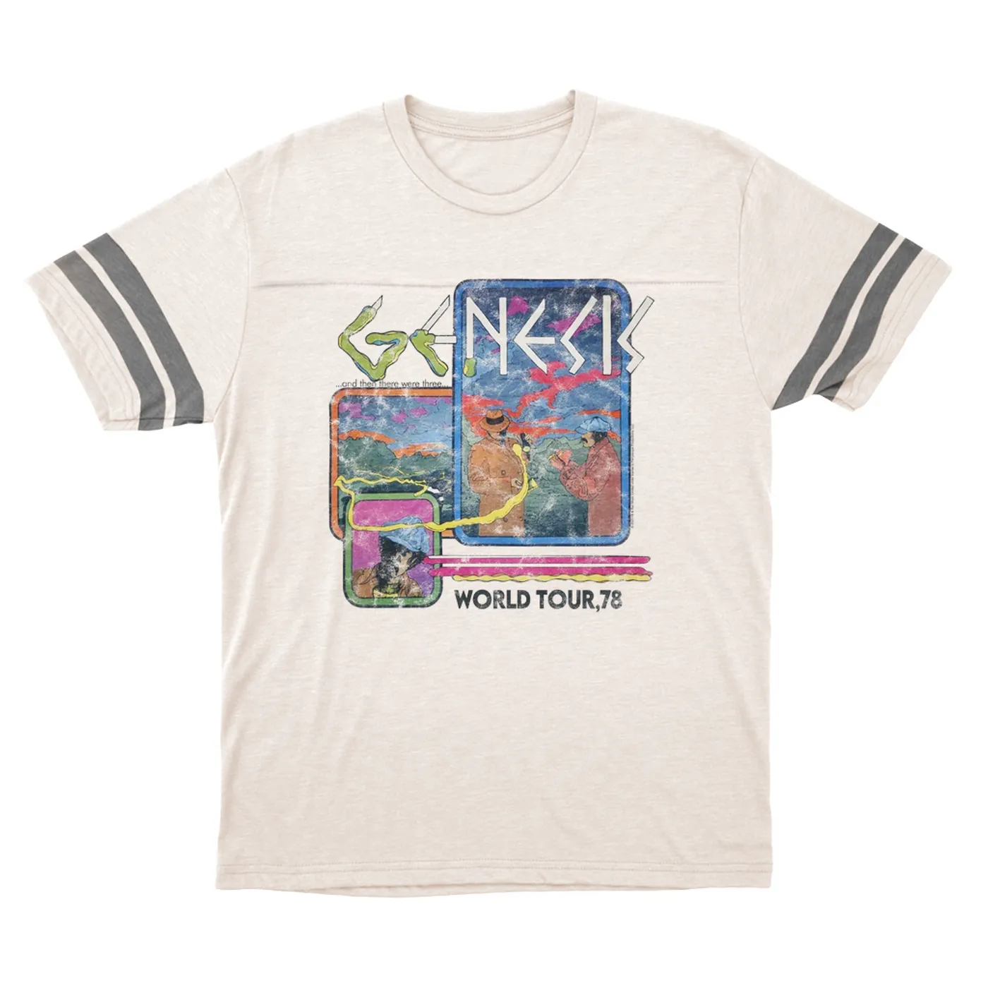 Genesis T-Shirt | And Then There Were Three '78 World Tour Distressed Genesis Football Shirt