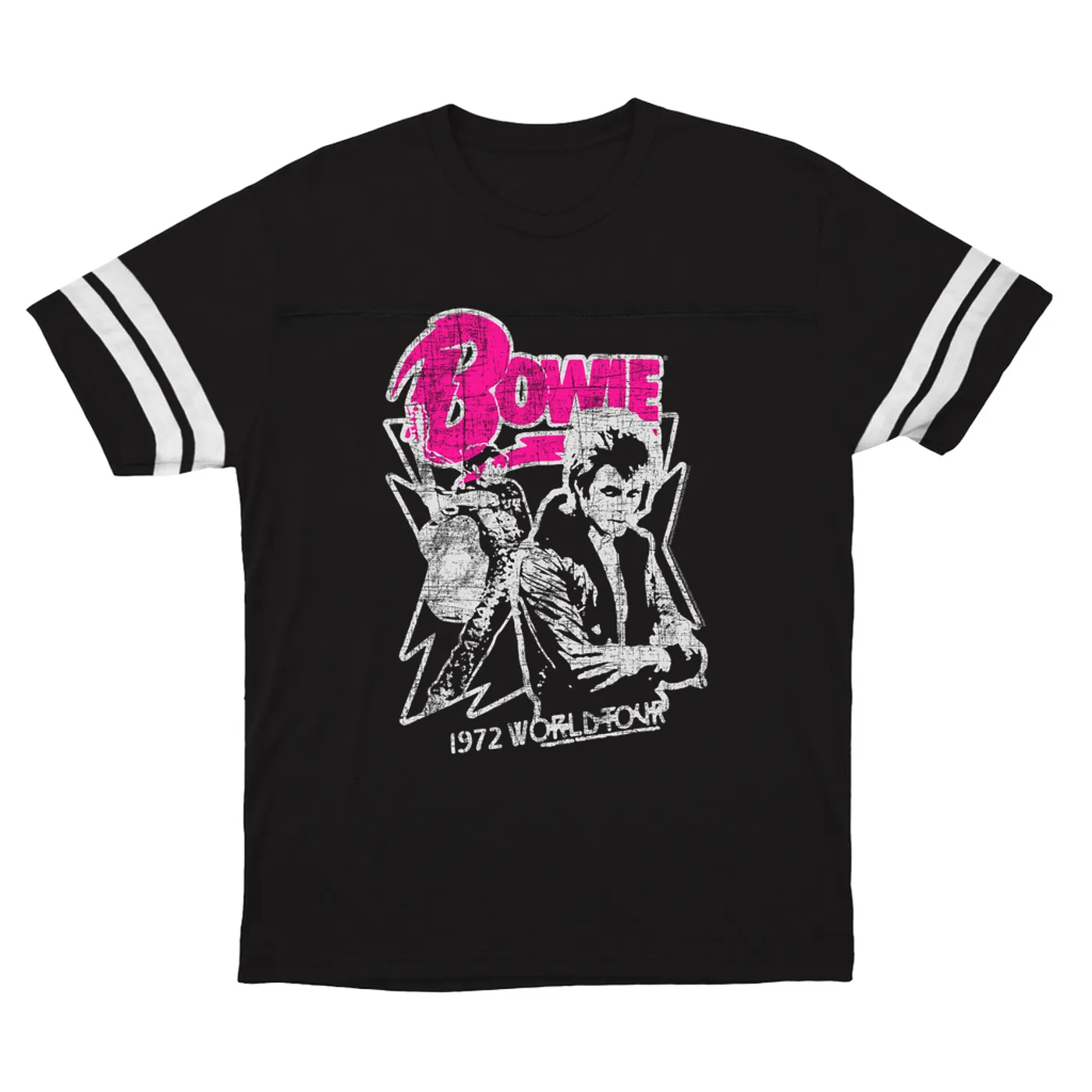 David Bowie T-Shirt | Pink And Silver 1972 World Tour Distressed (Merchbar Exclusive) David Bowie Football Shirt