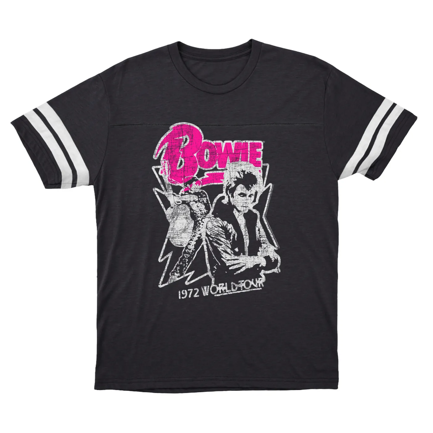 David Bowie T-Shirt | Pink And Silver 1972 World Tour Distressed (Merchbar Exclusive) David Bowie Football Shirt