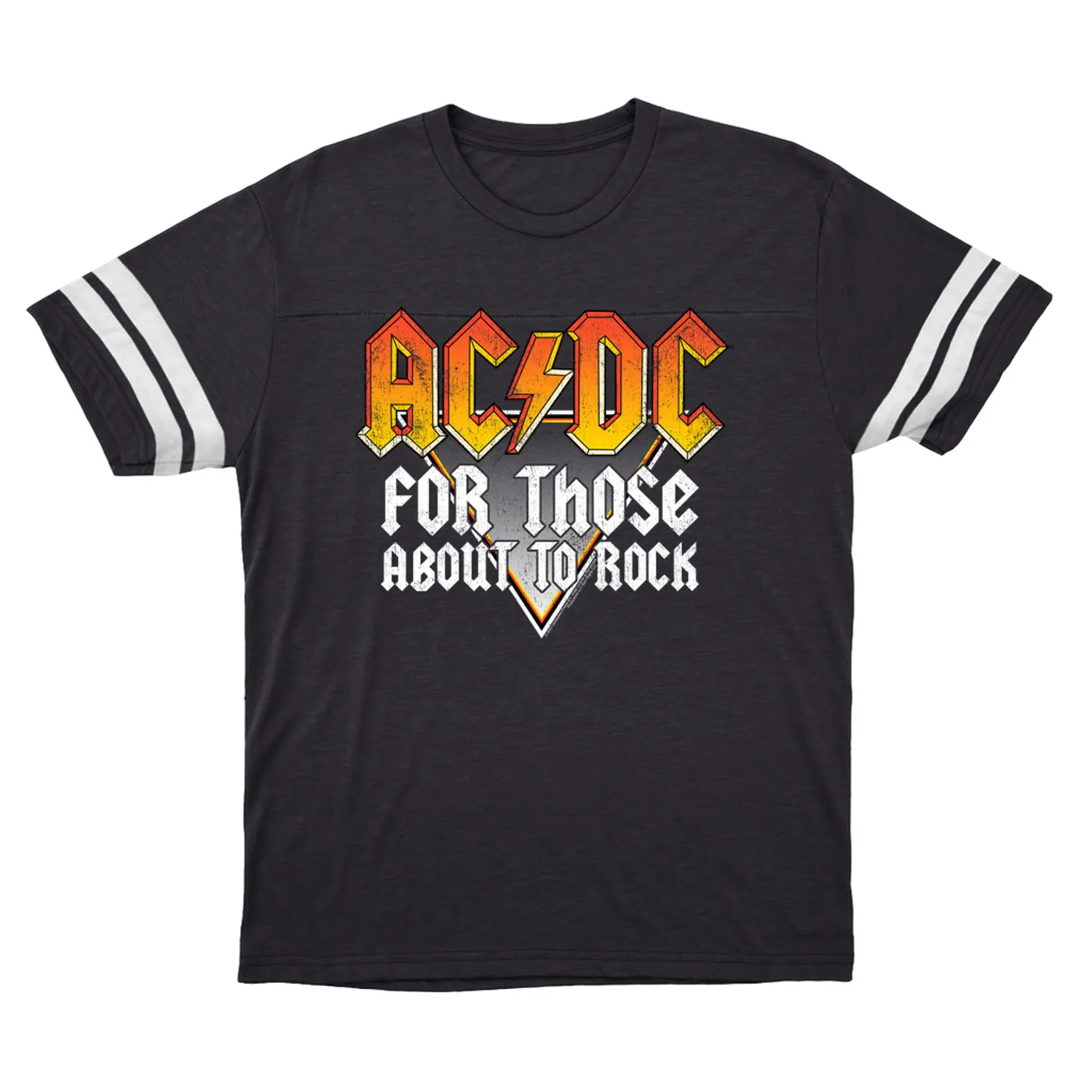 AC/DC T-Shirt | Orange Ombre For Those About To Rock Design Distressed ACDC Football Shirt