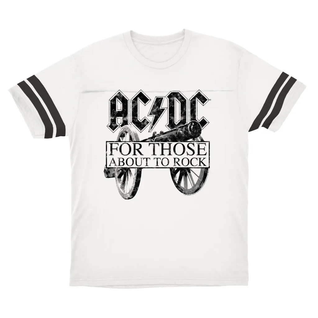T-Shirt | For Those About To Rock Black Cannon Image Distressed Football Shirt
