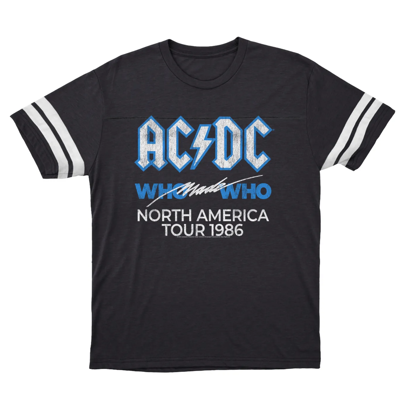 AC/DC T-Shirt | Who Made Who North America 1986 Tour Distressed ACDC Football Shirt