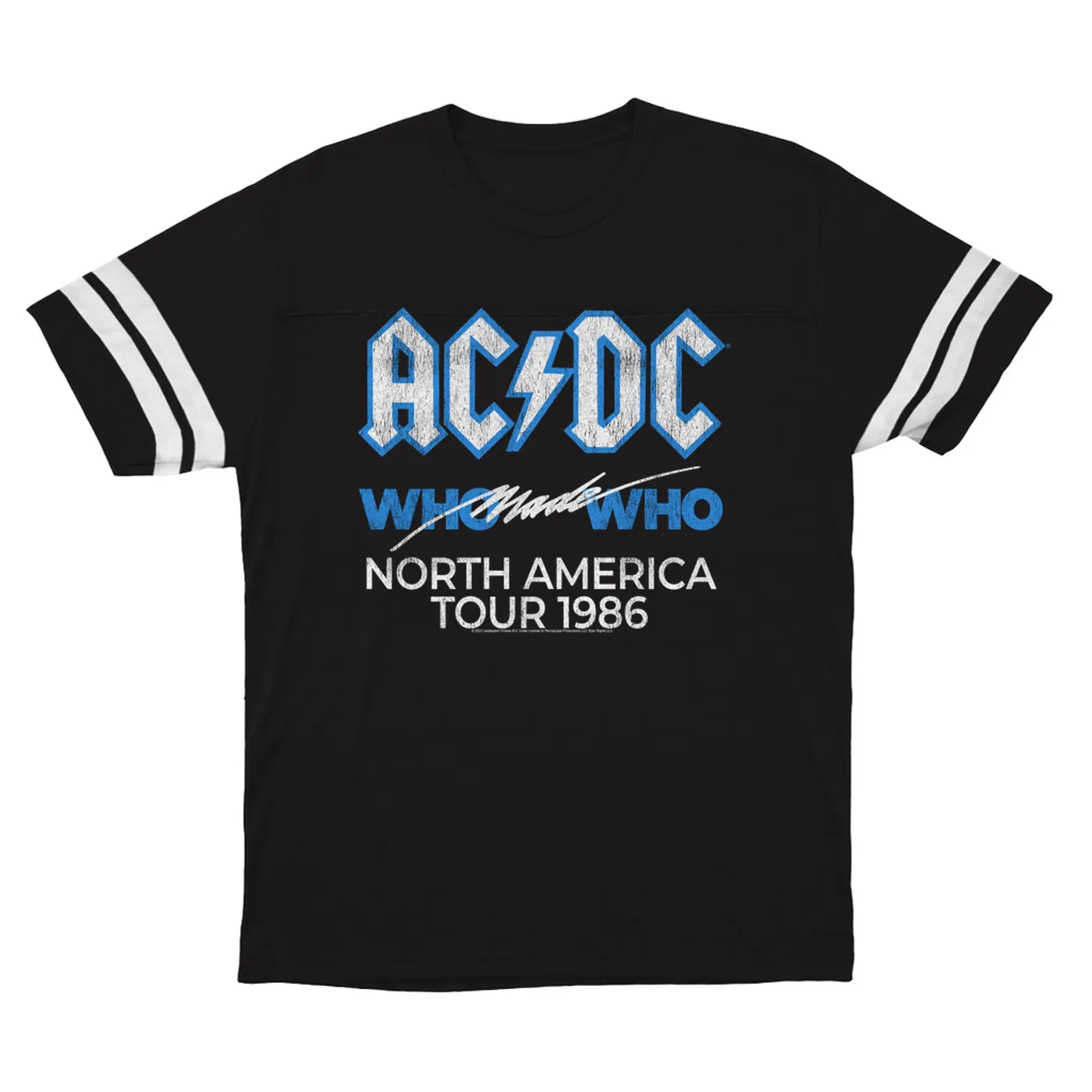 AC/DC T-Shirt | Who Made Who North America 1986 Tour Distressed ACDC Football Shirt