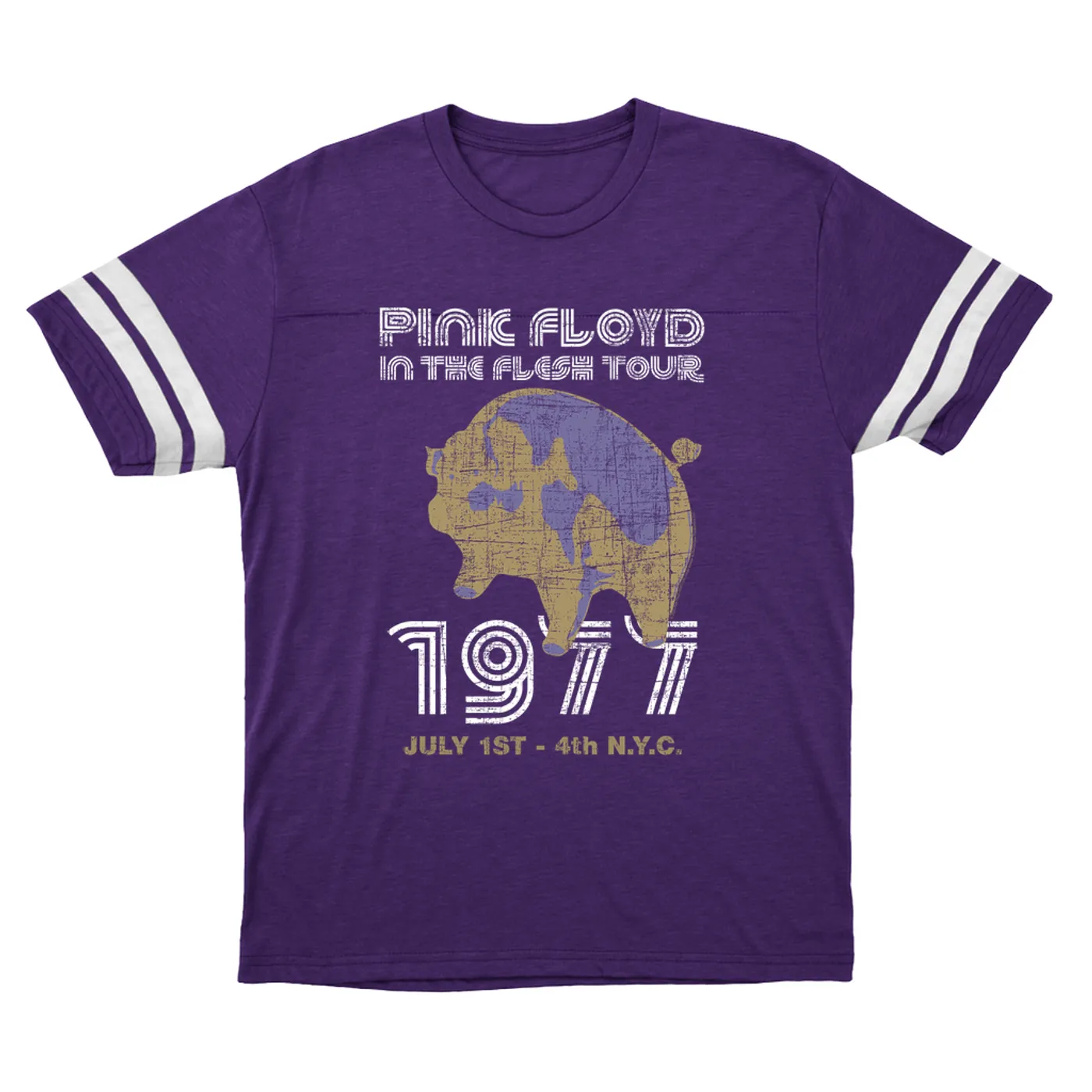 Pink Floyd T-Shirt | In The Flesh 1977 NYC Concert Distressed (Merchbar Exclusive) Pink Floyd Football Shirt