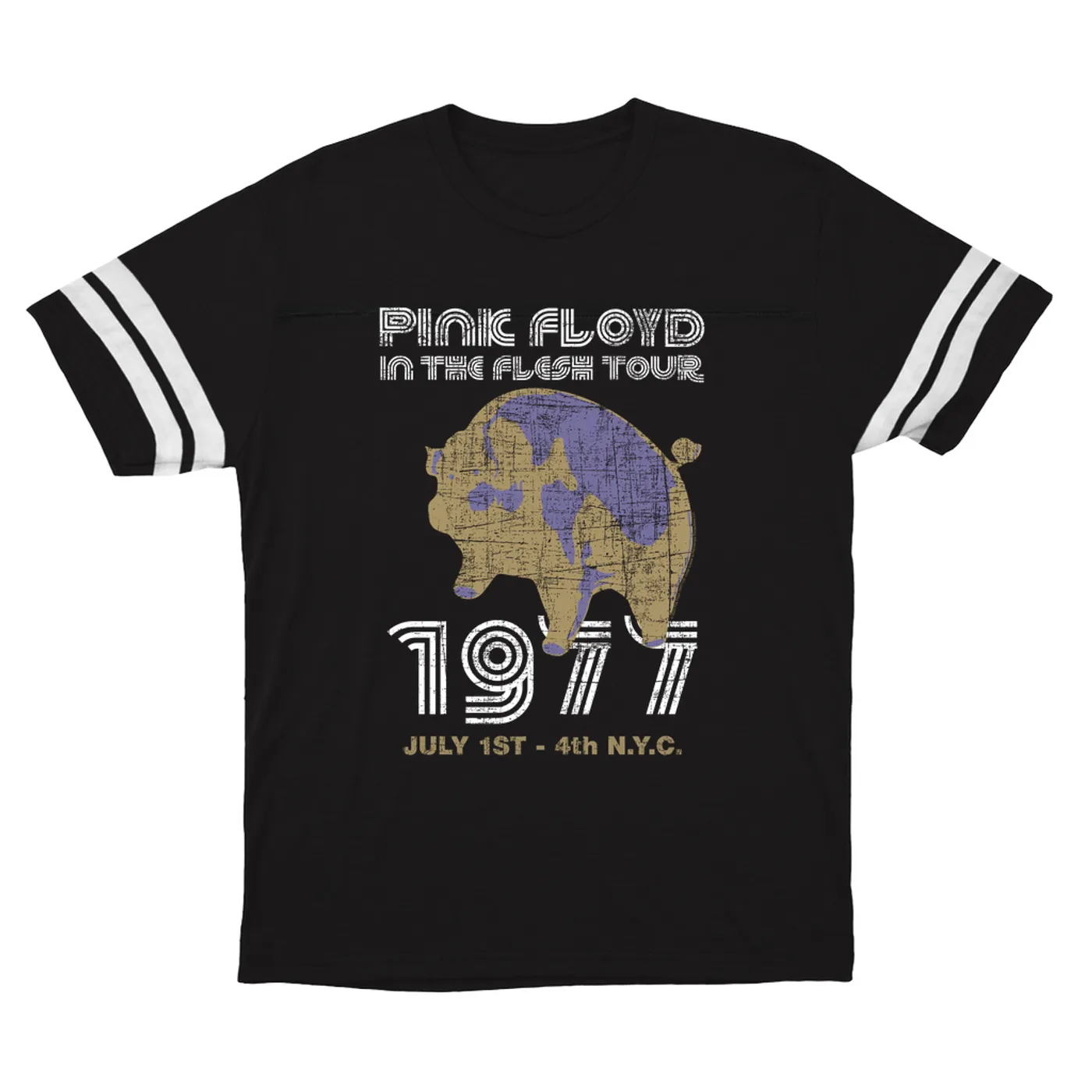 Pink Floyd T-Shirt | In The Flesh 1977 NYC Concert Distressed (Merchbar Exclusive) Pink Floyd Football Shirt