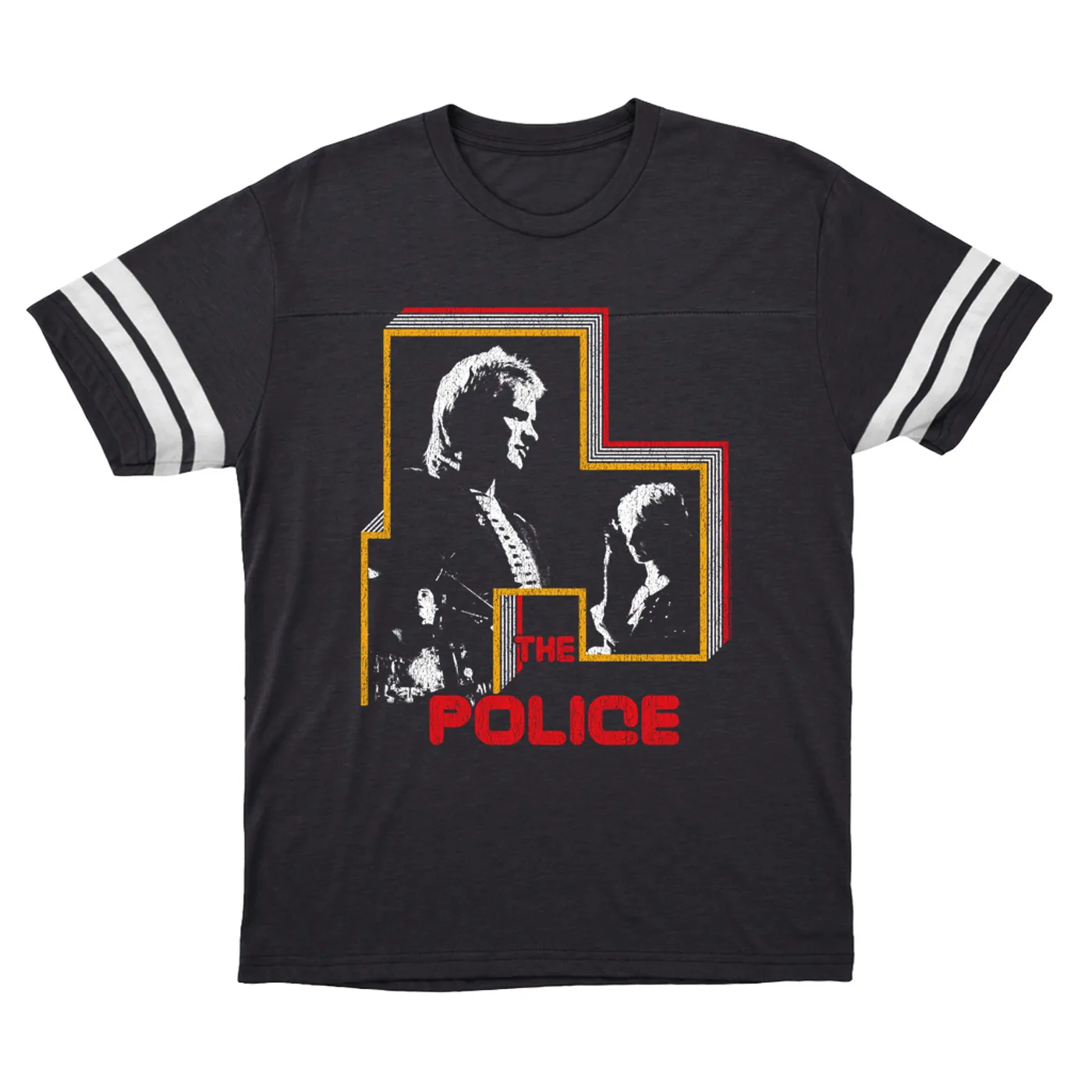 The Police T-Shirt | Retro Bordered Shadow Live In Concert Distressed (Merchbar Exclusive) The Police Football Shirt