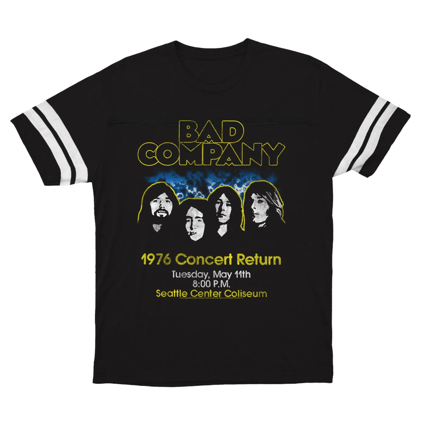 Bad Company T-Shirt | 1976 Concert Return Distressed Bad Company Football Shirt