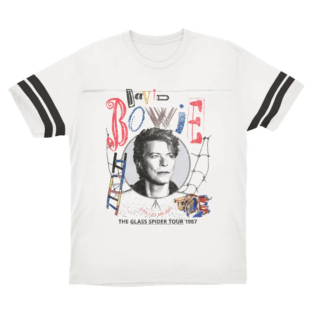 T-Shirt | Never Let Me Down The Glass Spider Tour 1987 Distressed Football Shirt