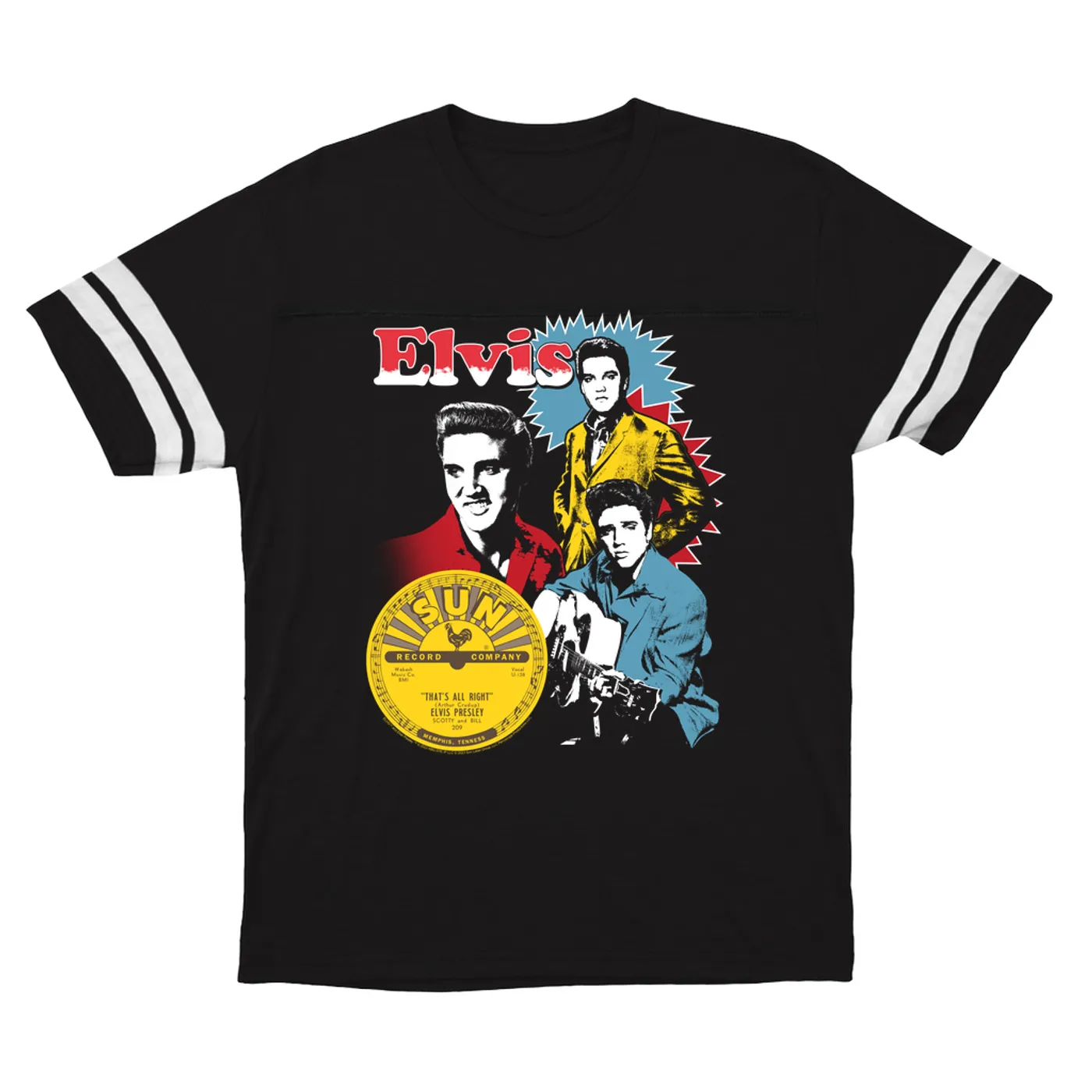 Elvis Presley Sun Records T-Shirt | That's All Right Photo Collage Sun Records Football Shirt