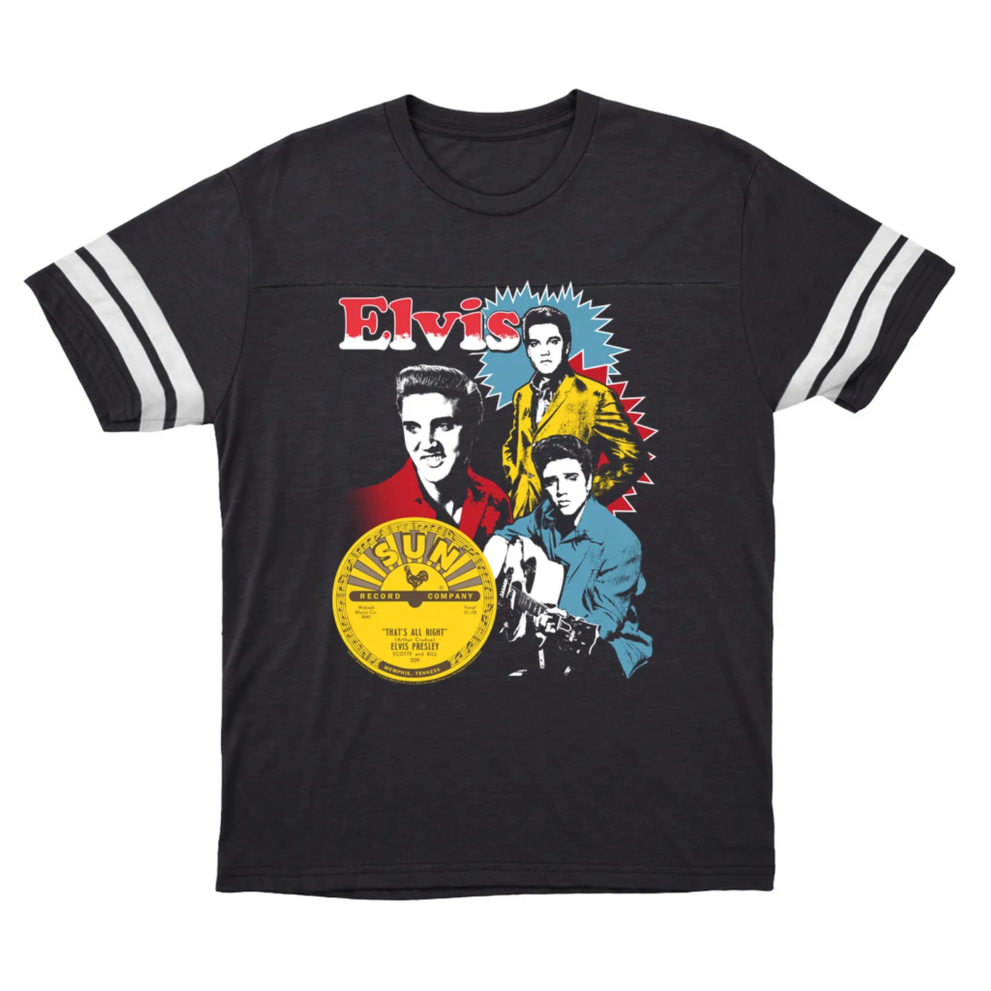 Elvis Presley Sun Records T-Shirt | That's All Right Photo Collage Sun Records Football Shirt