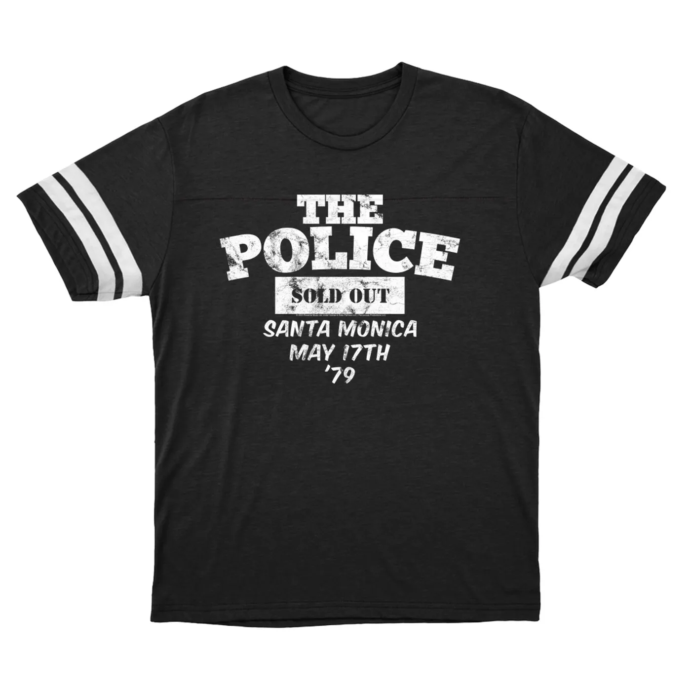 The Police T-Shirt | 1979 Santa Monica Sold Out Concert Distressed (Merchbar Exclusive) The Police Football Shirt