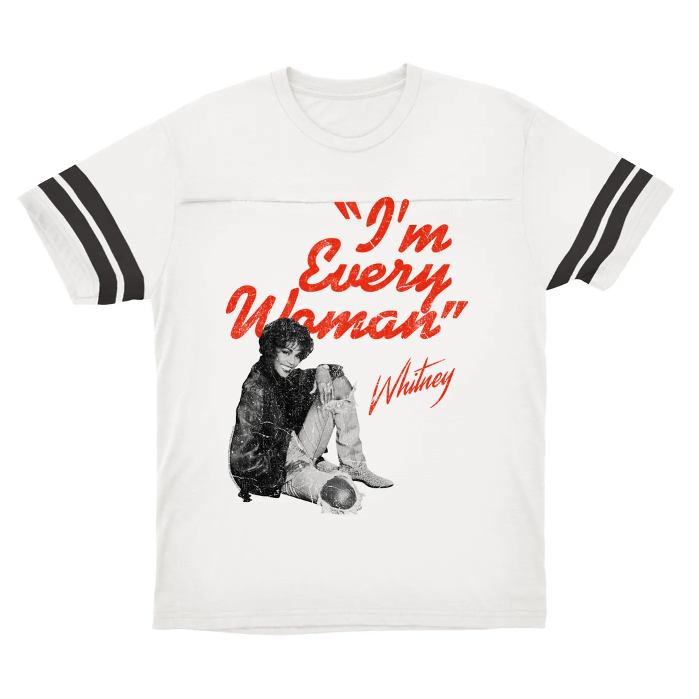 Whitney Houston T-Shirt | I'm Every Woman Distressed (Merchbar Exclusive) Whitney Houston Football Shirt