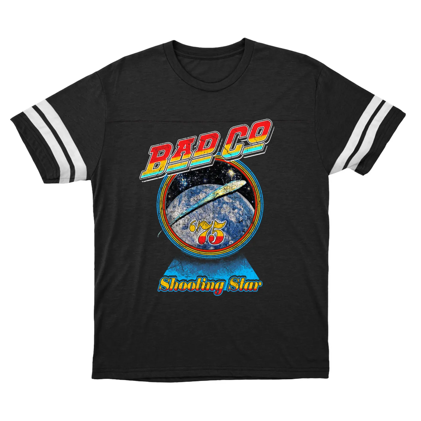 Bad Company T-Shirt | 75 Shooting Star Orbit Distressed Bad Company Football Shirt