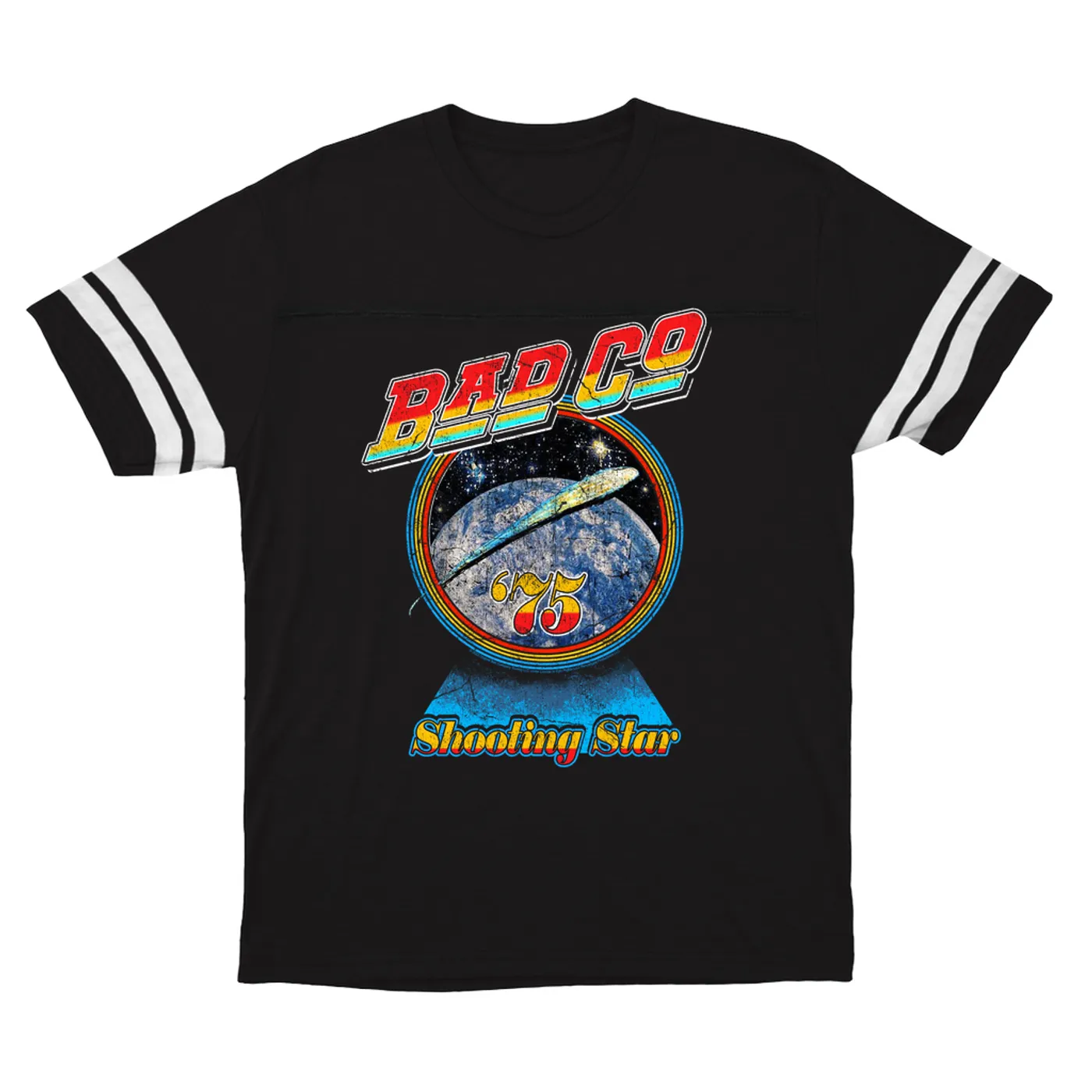 Bad Company T-Shirt | 75 Shooting Star Orbit Distressed Bad Company Football Shirt