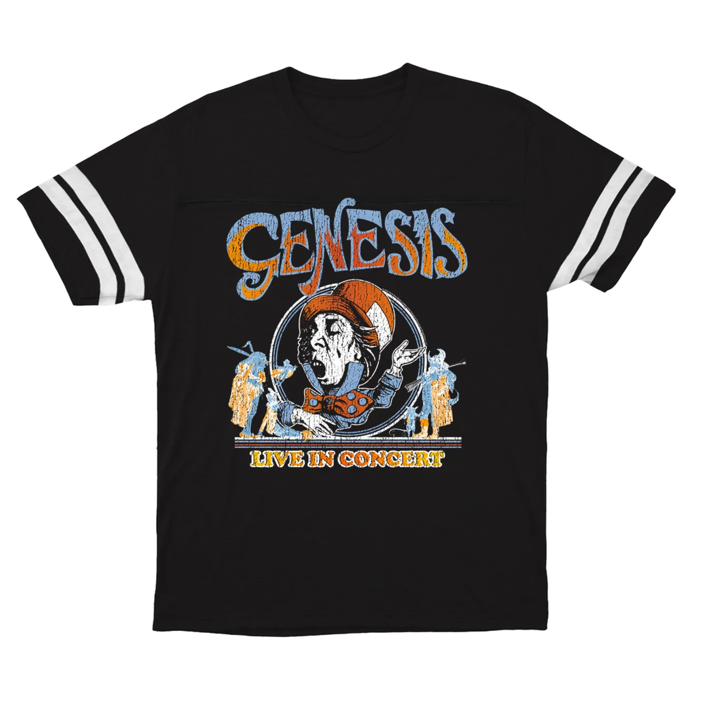 Genesis T-Shirt | Mad Hatter Concert Tour Distressed Genesis Football Shirt