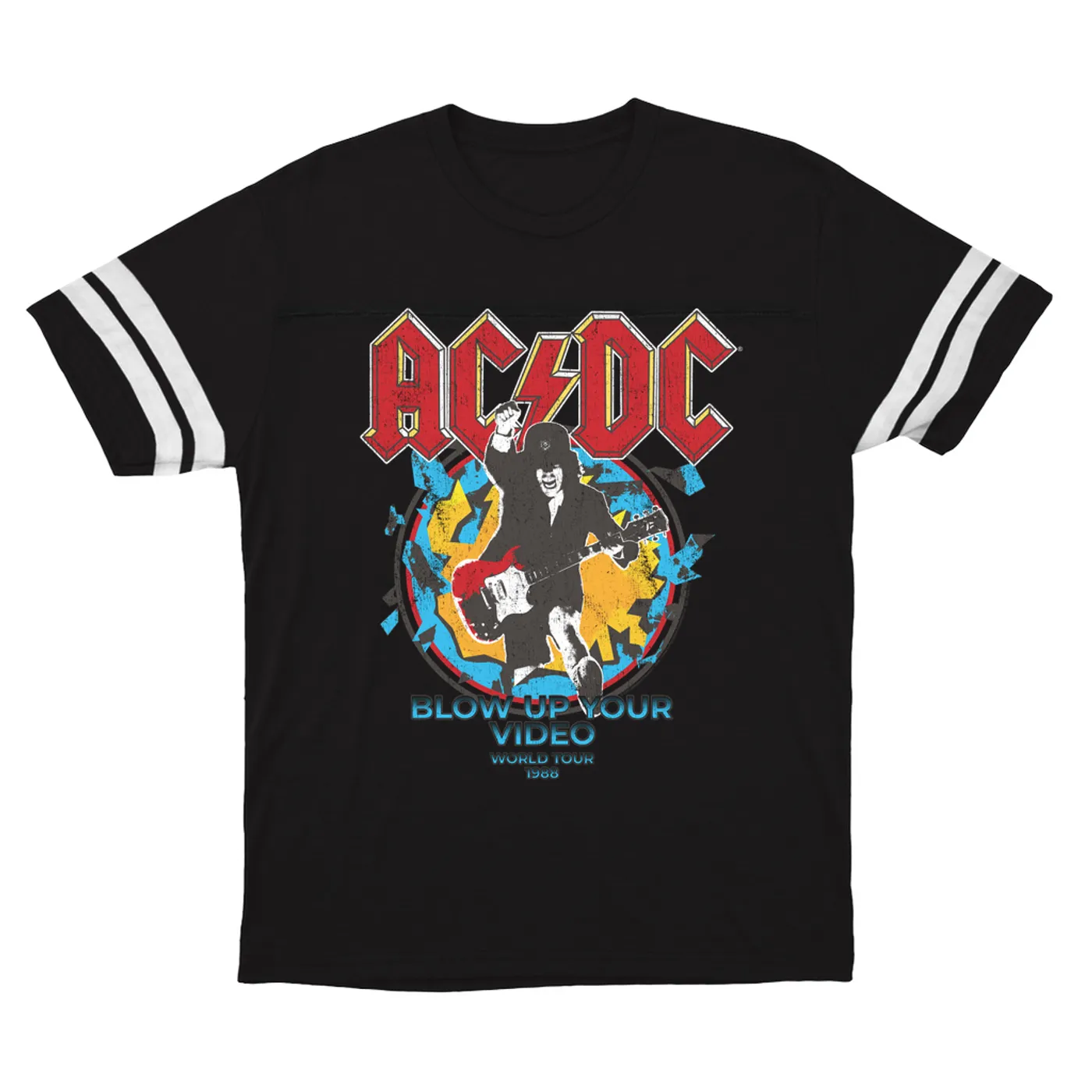 AC/DC T-Shirt | Blow Up Your Video World Tour 1988 Distressed (Merchbar Exclusive) ACDC Football Shirt