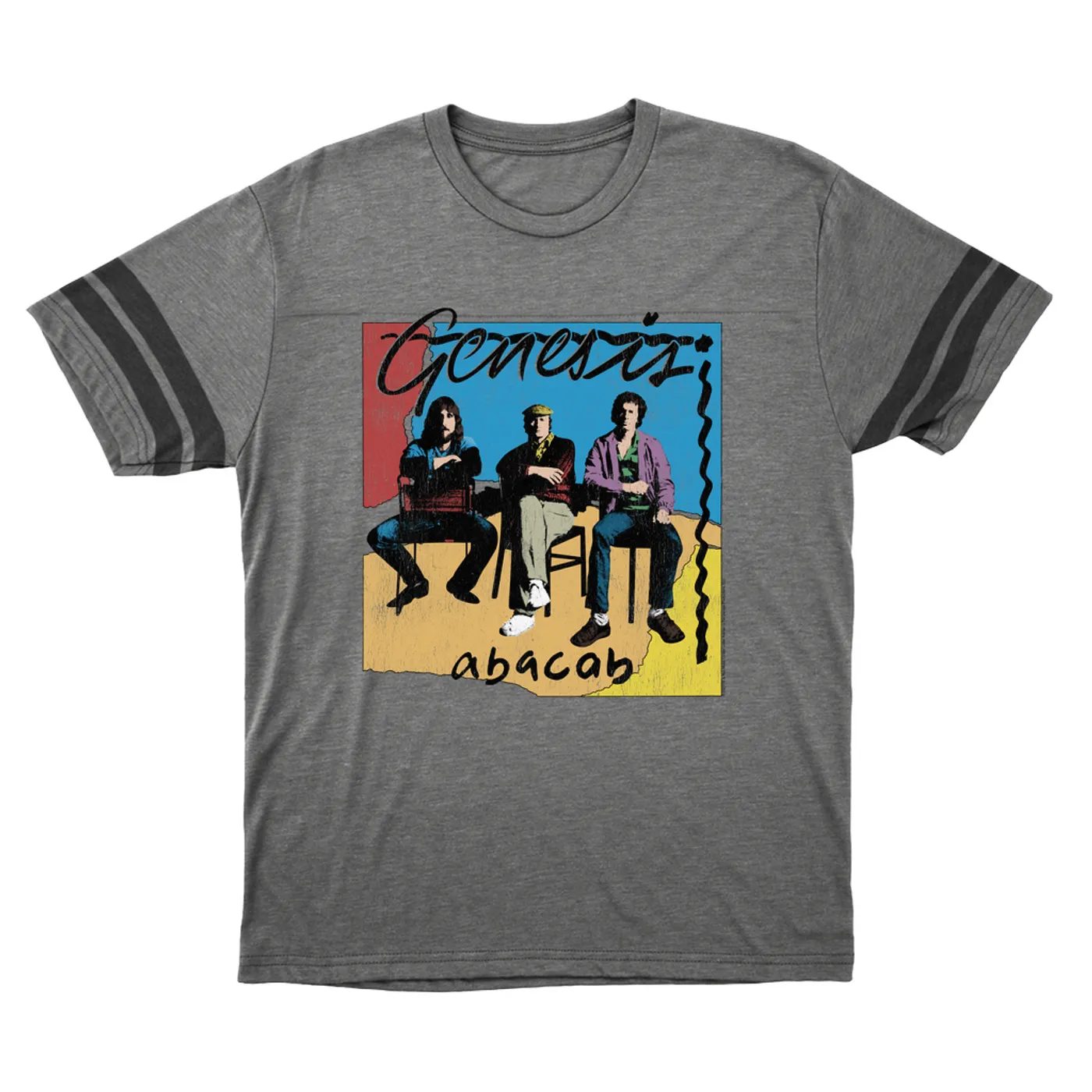 Genesis T-Shirt | Abacab Album Retro Image Distressed Genesis Football Shirt