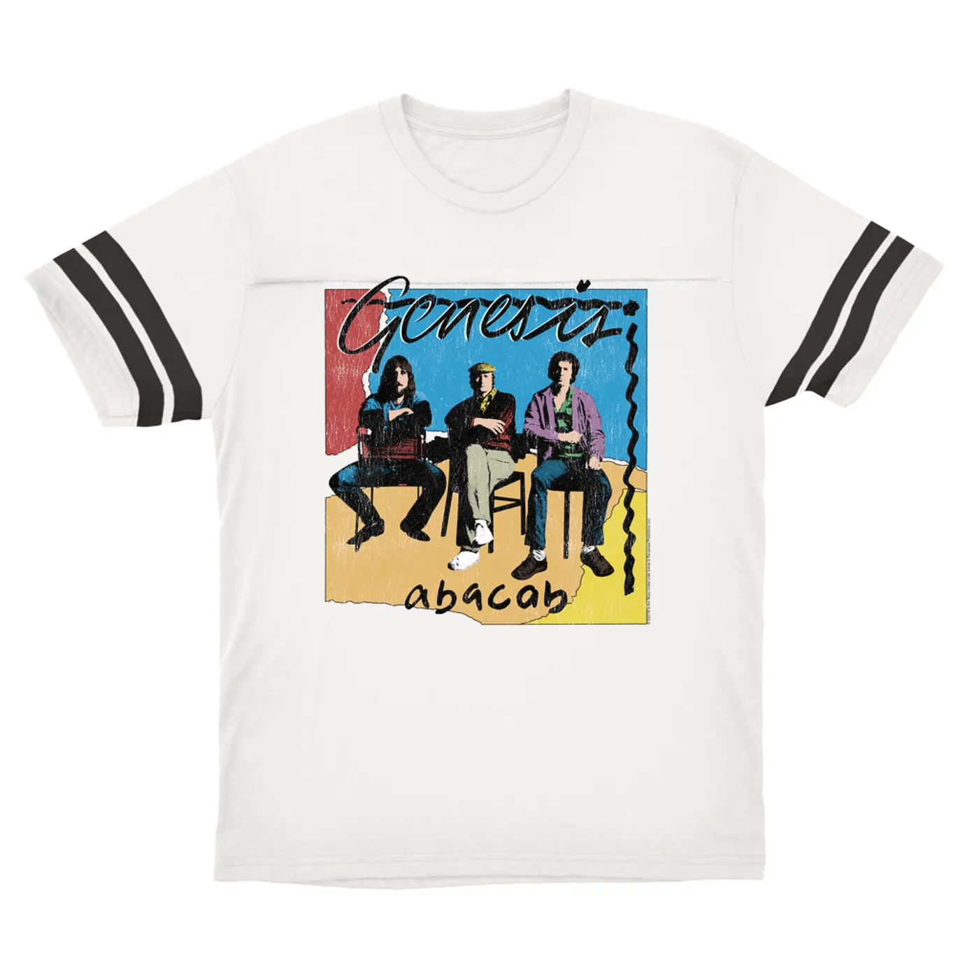 Genesis T-Shirt | Abacab Album Retro Image Distressed Genesis Football Shirt