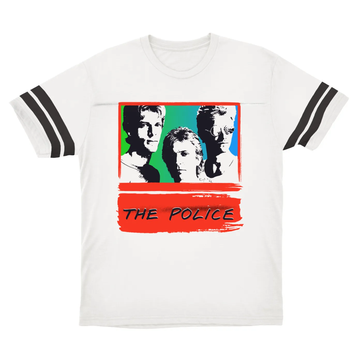 The Police T-Shirt | Red Rainbow Ombre Synchronicity The Police Football Shirt