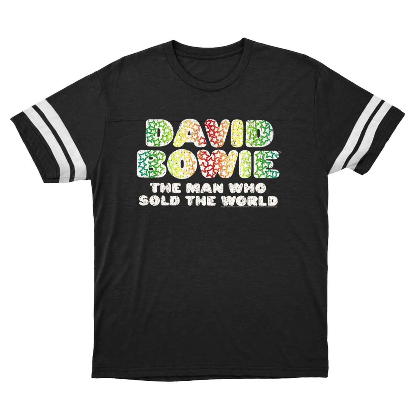 David Bowie T-Shirt | Rainbow Funky The Man Who Sold The World Logo Distressed (Merchbar Exclusive) David Bowie Football Shirt