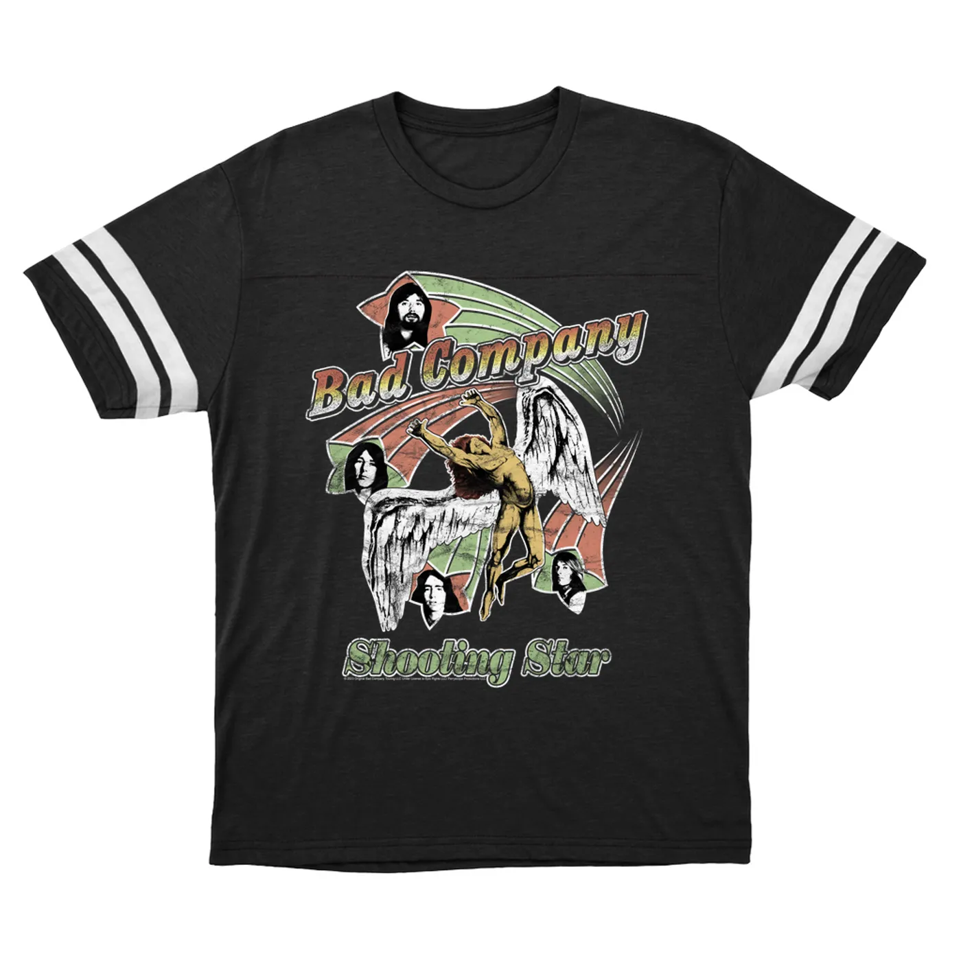 Bad Company T-Shirt | Retro Bad Company Shooting Star '75 Distressed Bad Company Football Shirt