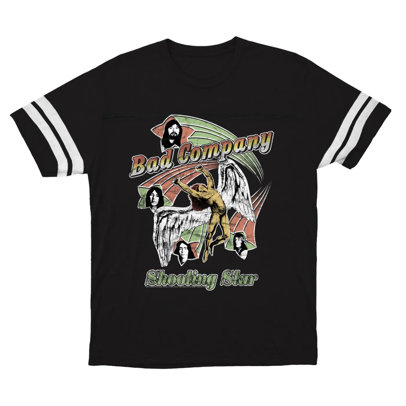 Bad Company T-Shirt | Retro Bad Company Shooting Star '75 Distressed Bad Company Football Shirt