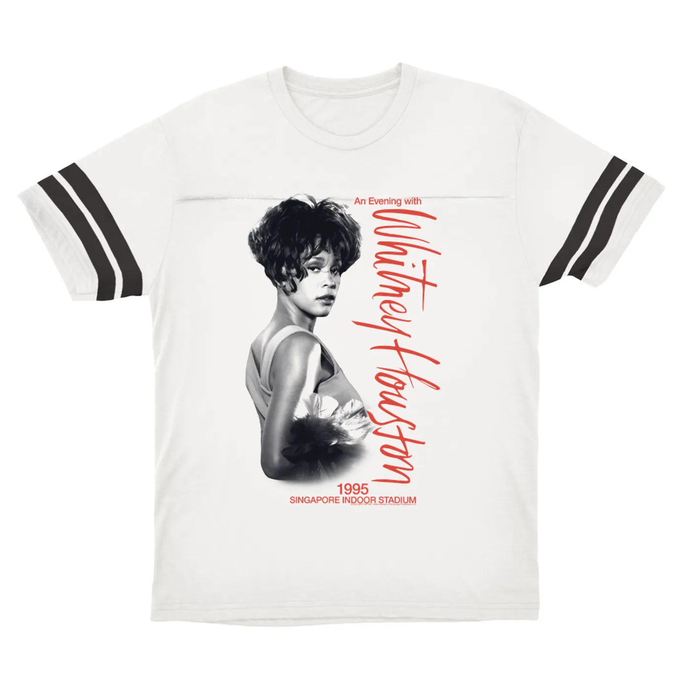 Whitney Houston T-Shirt | 1995 Singapore Indoor Stadium Whitney Houston Football Shirt