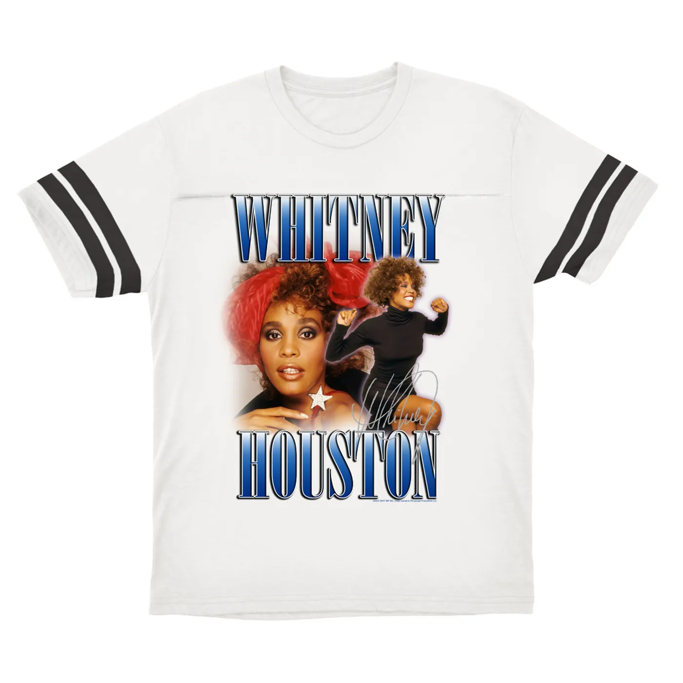 Whitney Houston T-Shirt | Blue Collage Duo Whitney Houston Football Shirt