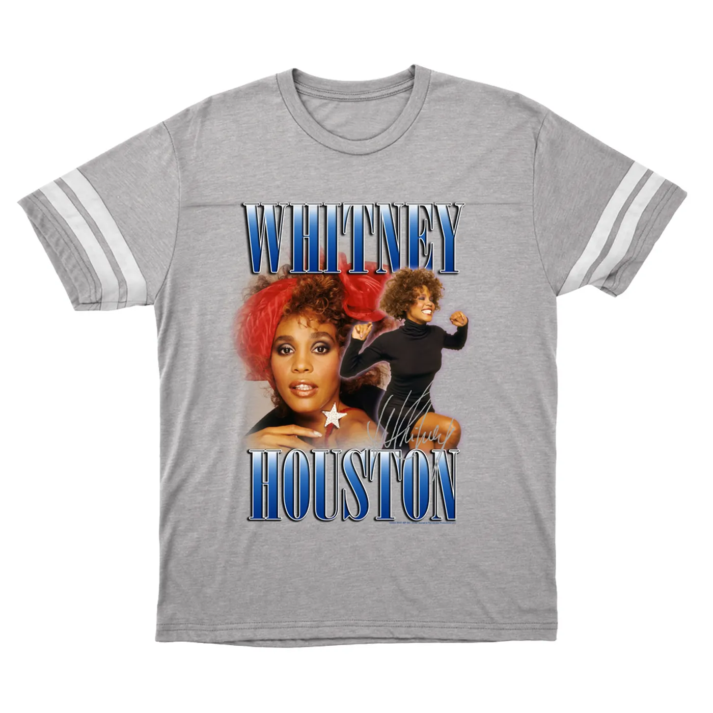 Whitney Houston T-Shirt | Blue Collage Duo Whitney Houston Football Shirt