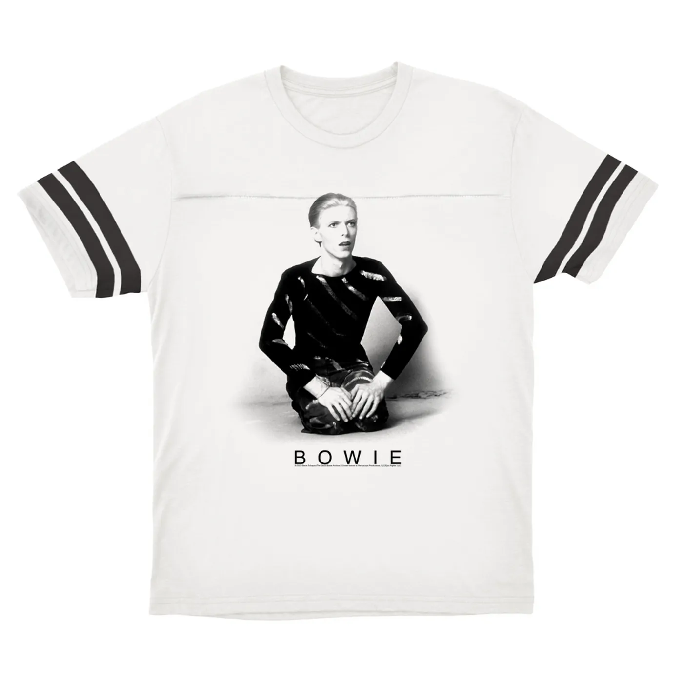David Bowie T-Shirt | 1974 Black And White Photo David Bowie Football Shirt