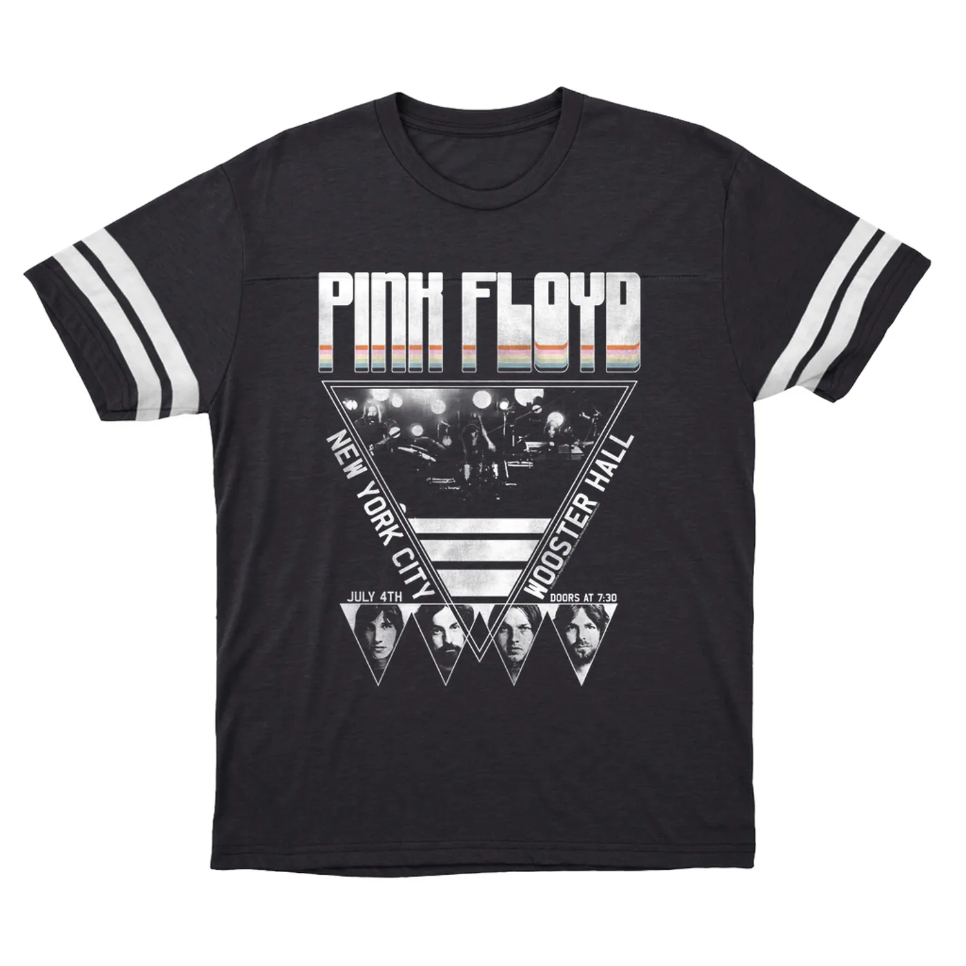 Pink Floyd T-Shirt | NYC LIVE In Concert 4th Of July Distressed (Merchbar Exclusive) Pink Floyd Football Shirt