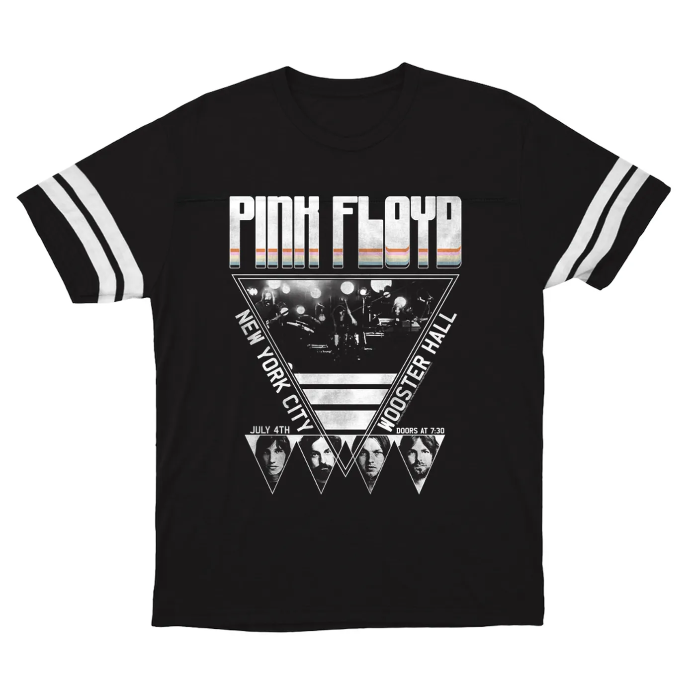 Pink Floyd T-Shirt | NYC LIVE In Concert 4th Of July Distressed (Merchbar Exclusive) Pink Floyd Football Shirt