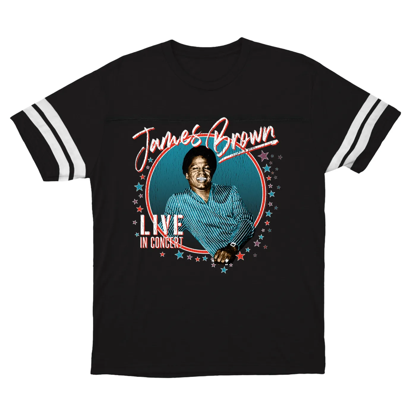 James Brown T-Shirt | Live In Concert Distressed James Brown Football Shirt