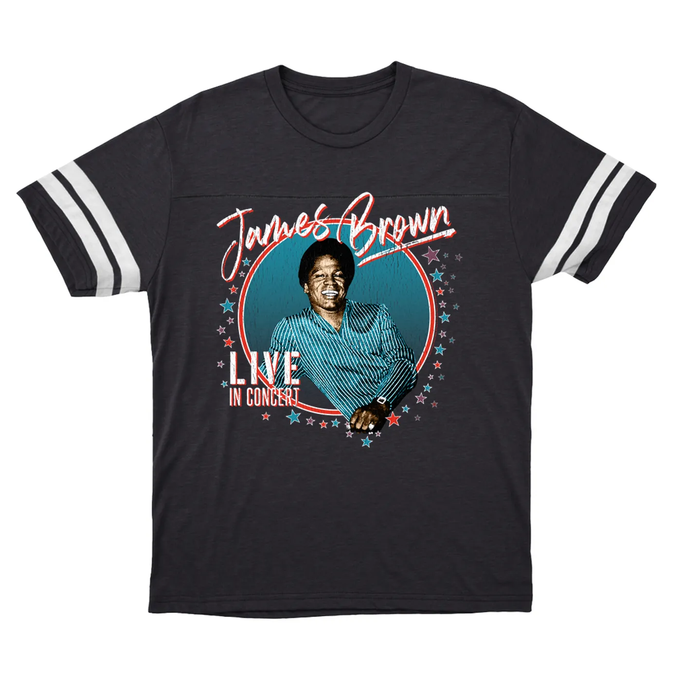 James Brown T-Shirt | Live In Concert Distressed James Brown Football Shirt