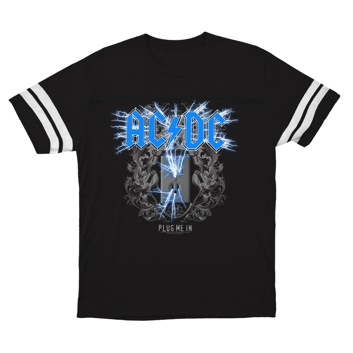 AC/DC T-Shirt | Plug Me In Blue (Merchbar Exclusive) ACDC Football Shirt