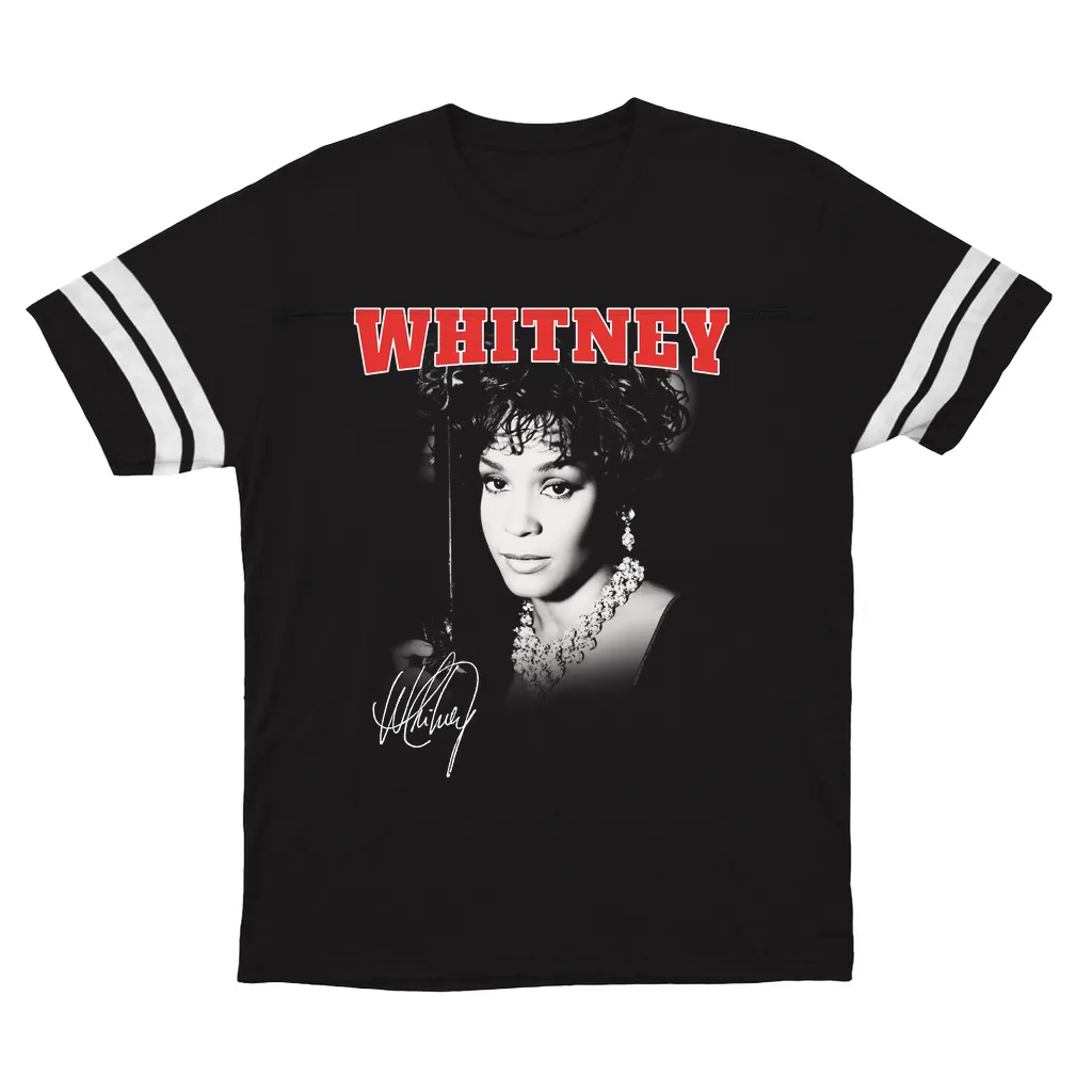 T-Shirt | Black And White Photo Collegiate Logo Football Shirt