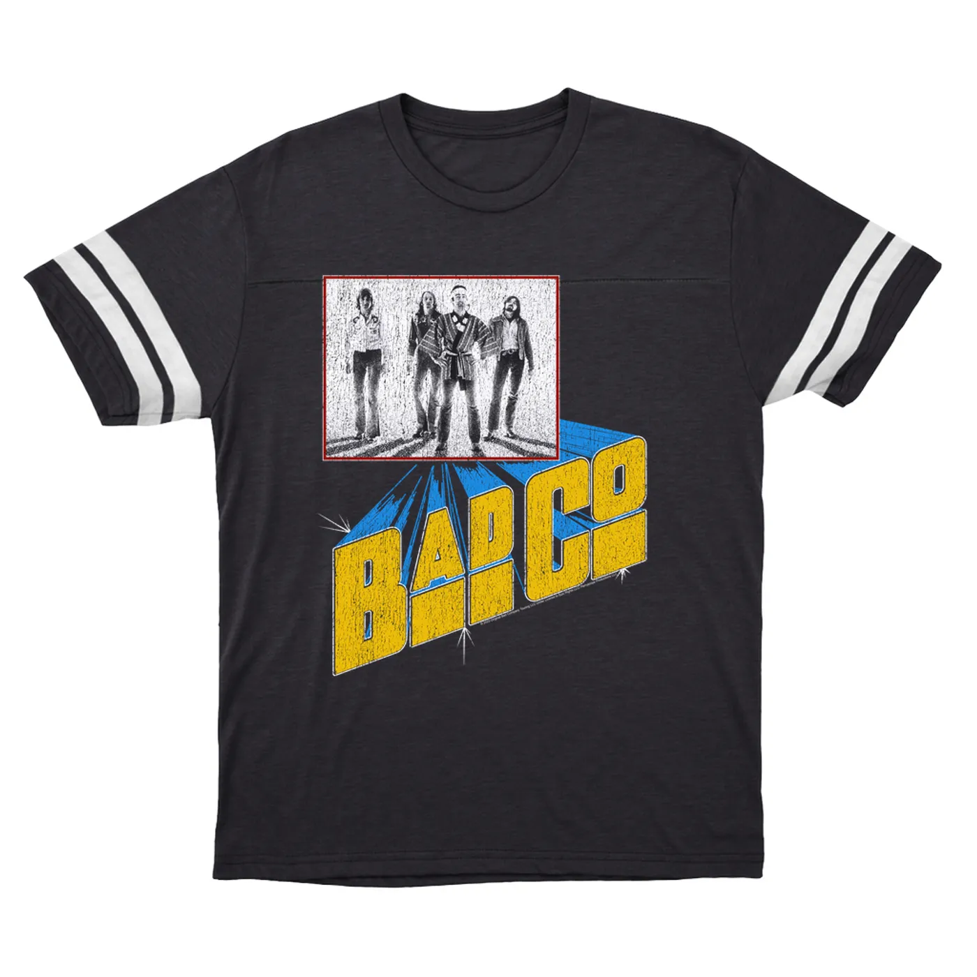 Bad Company T-Shirt | 1976 Run With The Pack Concert Distressed Bad Company Football Shirt