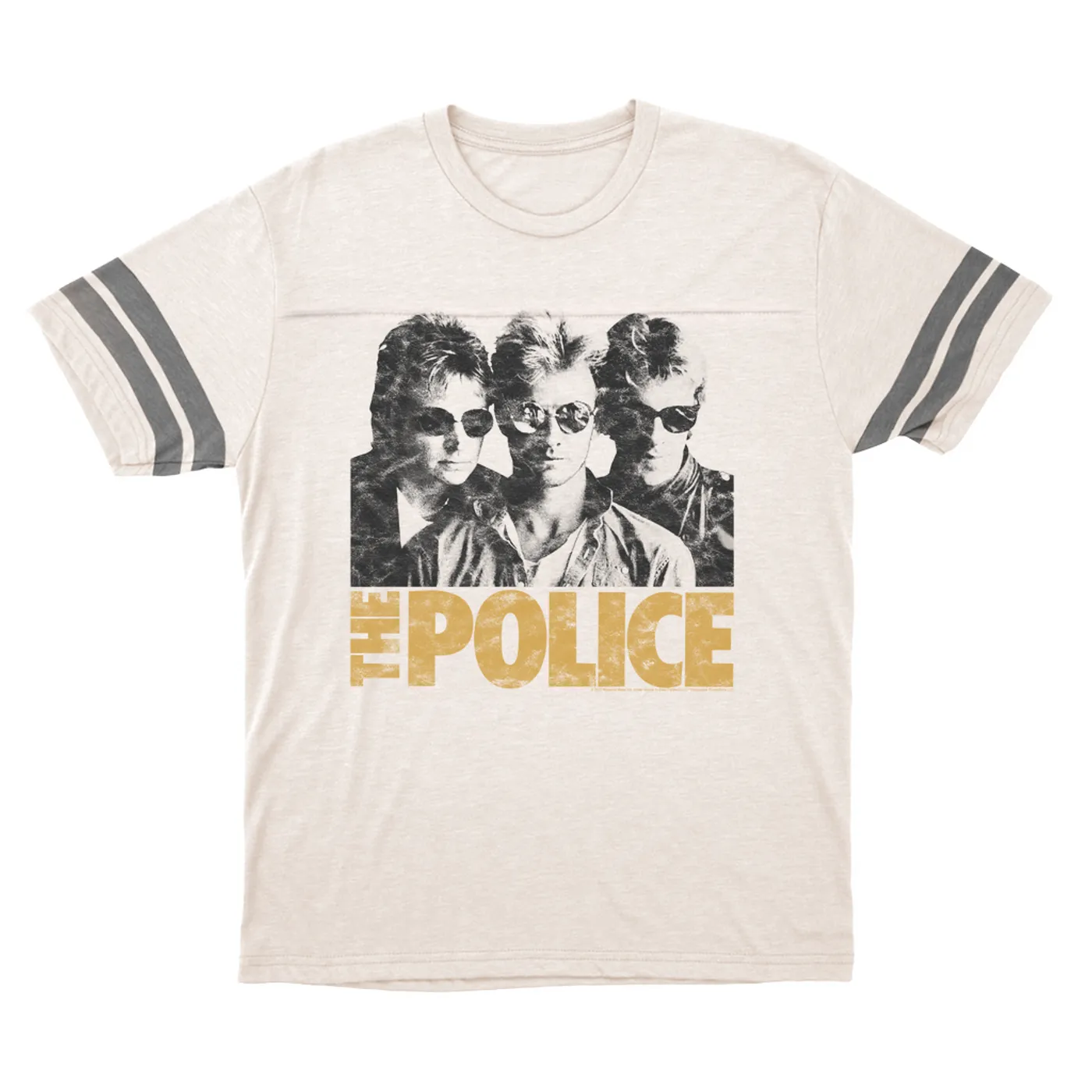 The Police T-Shirt | The Trio Distressed In Neutrals The Police Football Shirt