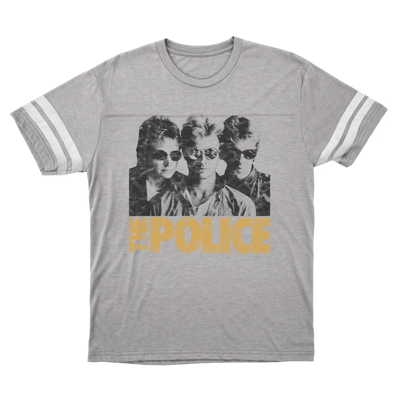 The Police T-Shirt | The Trio Distressed In Neutrals The Police Football Shirt